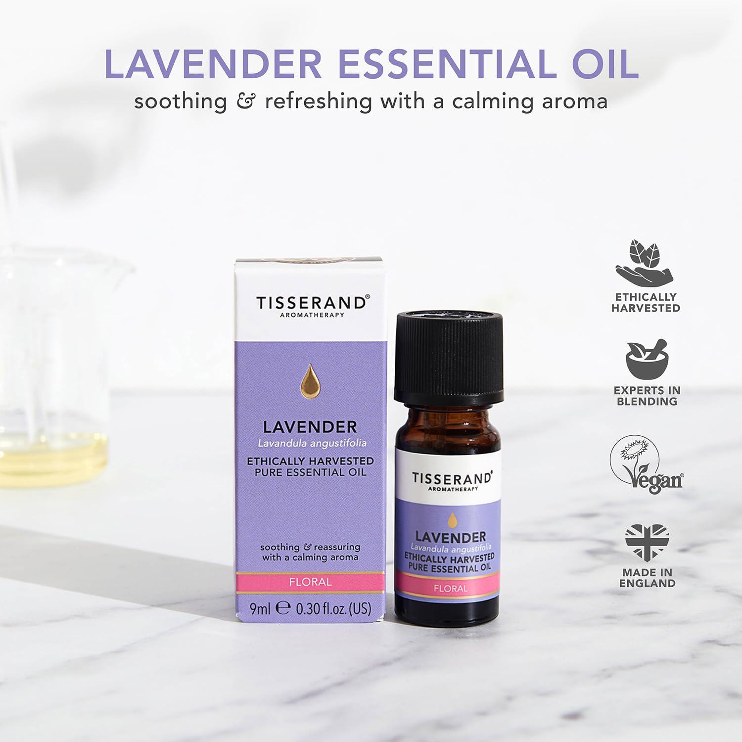 Tisserand Aromatherapy 100% Pure Lavender Essential Oil - Ethically Harvested, Natural Massage & Skin Care Oil for Diffusers, Relaxation & Stress Relief