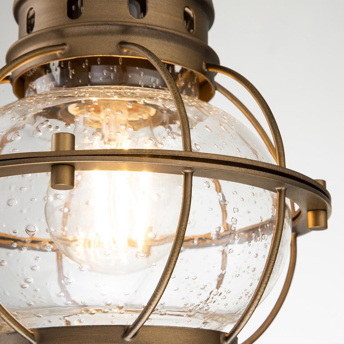 Bridge Point 1 Light Small Chain Lantern - Weathered Zinc/Natural Brass Finish, IP44 Rated, E27 Socket - Perfect for Porch, Patio, and Garden Lighting
