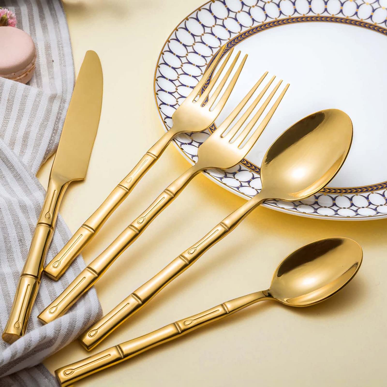 30-Piece Stainless Steel Flatware Set for 6 - 1810 Silverware with Bamboo Handle (Spoons, Forks, Knives) | Elegant Dining Set for Home & Kitchen | Dishwasher Safe | Perfect for Dinner Parties, Restaurants & Daily Use