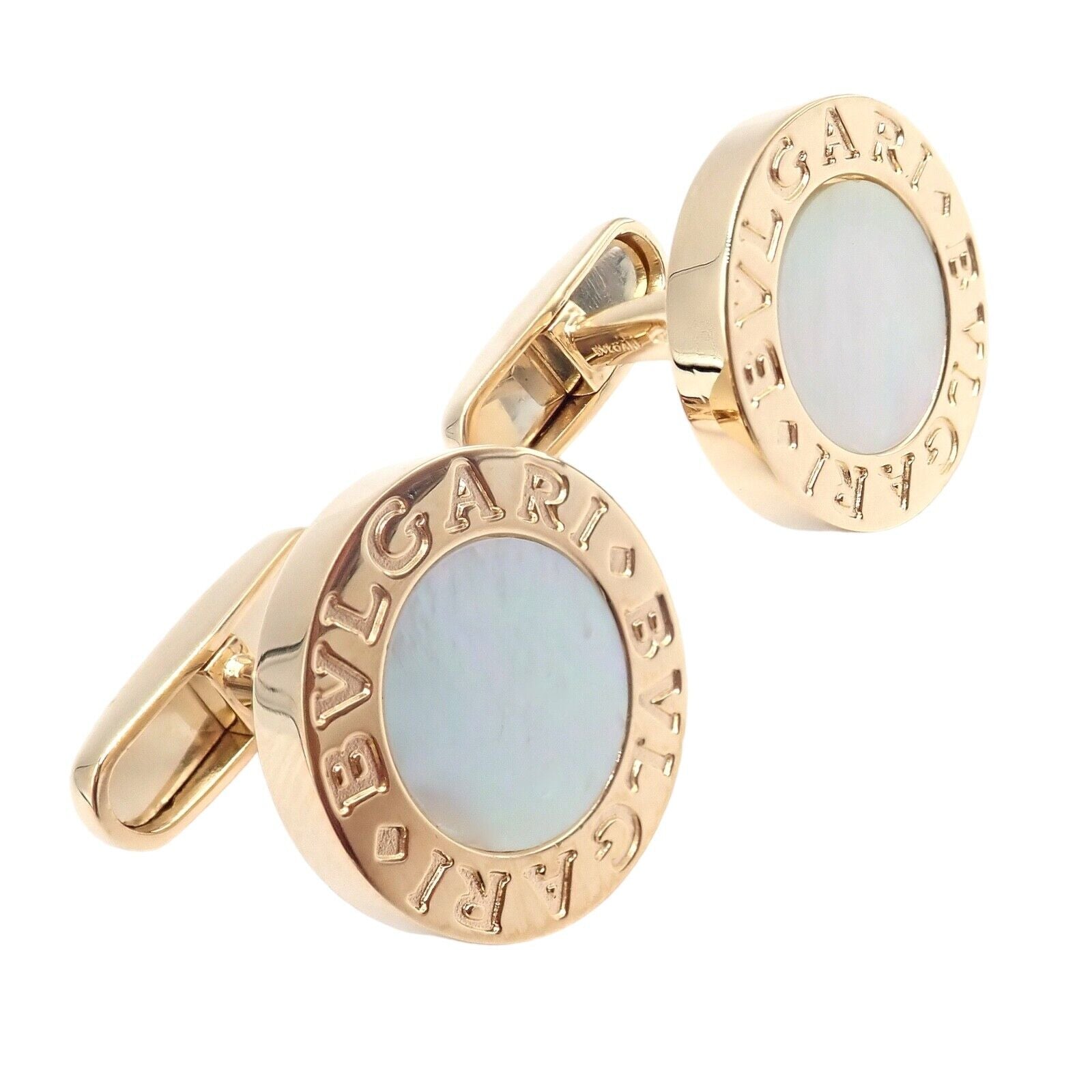 Authentic Bvlgari 18k Yellow Gold Multicenter Cufflink Set - Luxury Men's Jewelry for Formal Events & Business Attire
