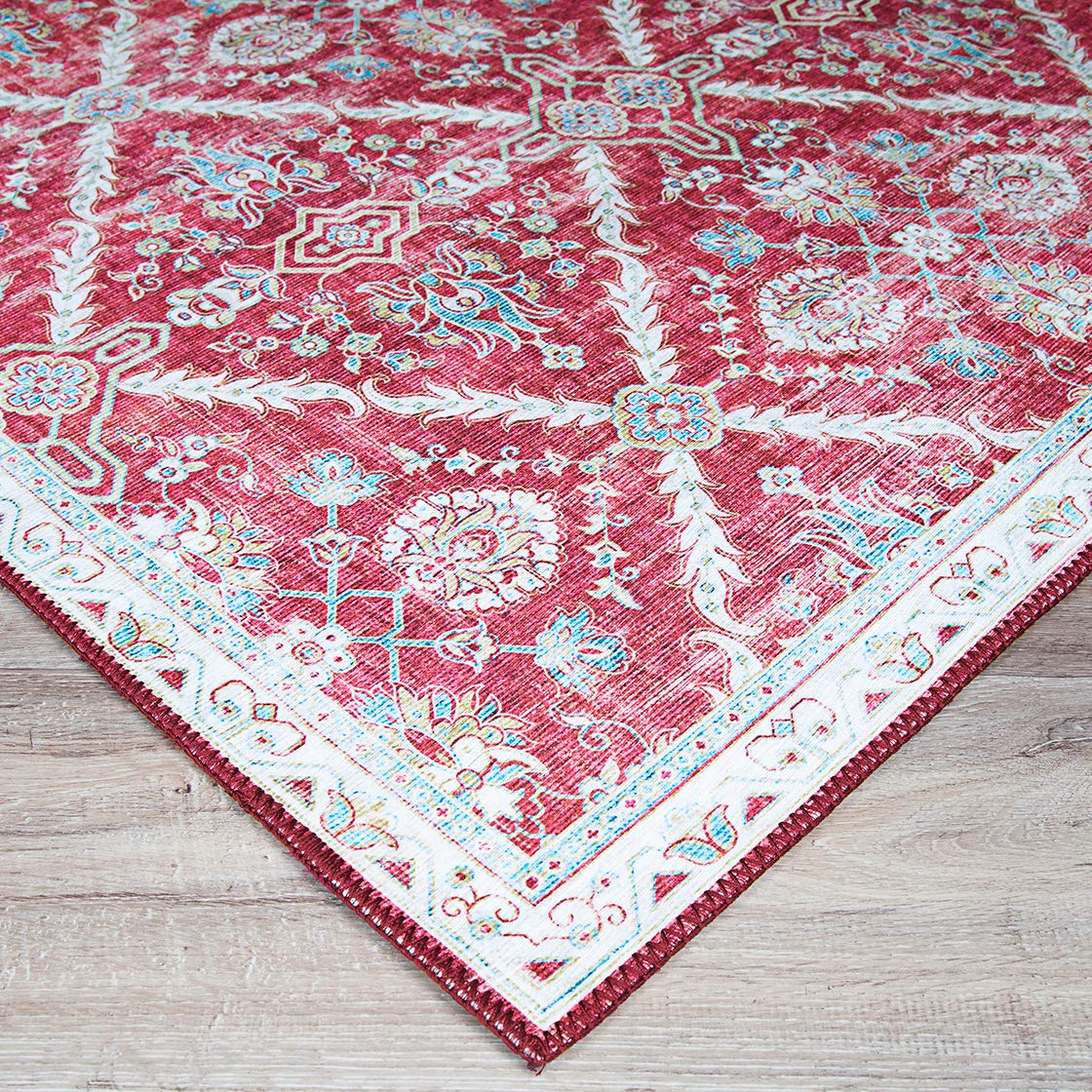 Couristan Pasha Arcadia Area Rug - Garnet Red 2' x 8' Runner - Soft Non-Slip Living Room, Bedroom, Hallway Carpet for Home Decor