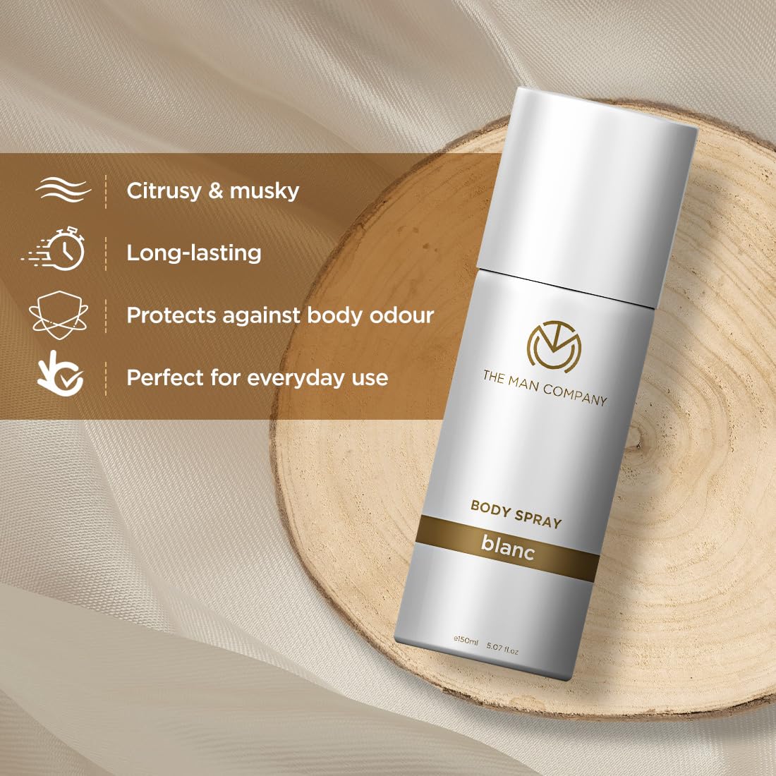 The Man Company Blanc Lemon Deodorant for Men - 150ml | Long-Lasting Fragrance Body Spray | Fresh Scent for Daily Use | Ideal Gift for Him | Perfect for Work, Gym & Outdoor Activities