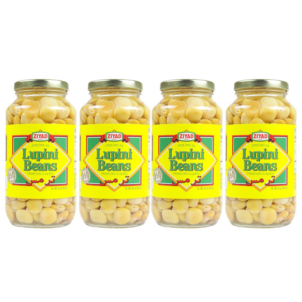 Ziyad Premium Lupini Beans Snack - 16oz (Pack of 4) | High Protein, Keto & Vegan Friendly | Mediterranean Diet Superfood | Non-Perishable Plant-Based Snack for Travel, Hiking & Healthy Lifestyle