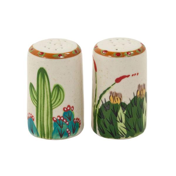 Southwestern Desert Style Salt and Pepper Shakers - Tan Ceramic Sonoran Desert Theme for Kitchen, Dining Table & BBQ Outdoor Use