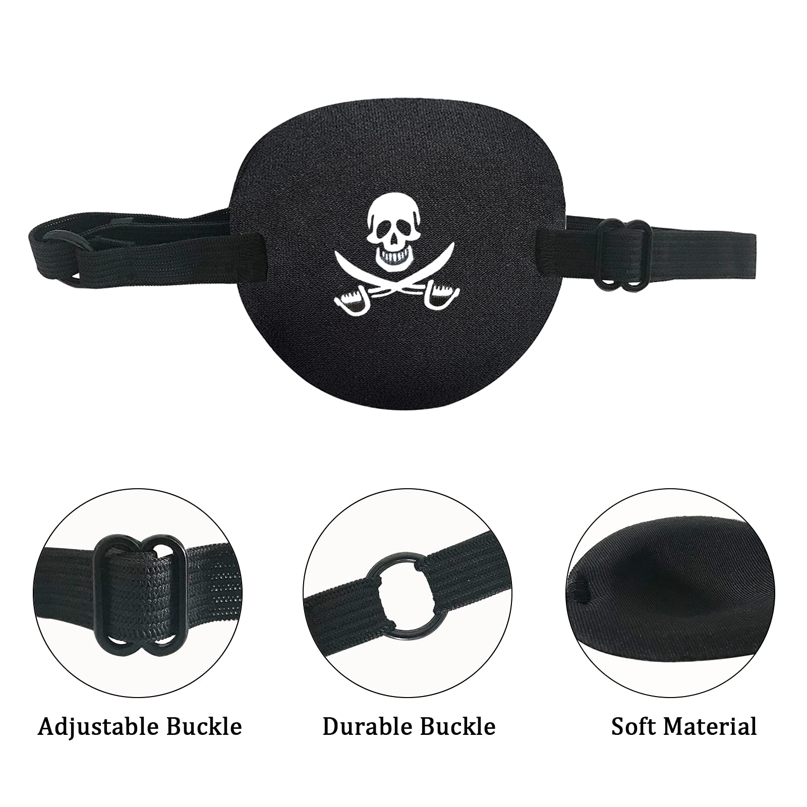 2PCS Pirate Eye Patch for Adults & Kids - Skull & Crossbones Design, Medical & Lazy Eye Cover - Perfect for Halloween Costumes, Pirate Parties, and Eye Recovery