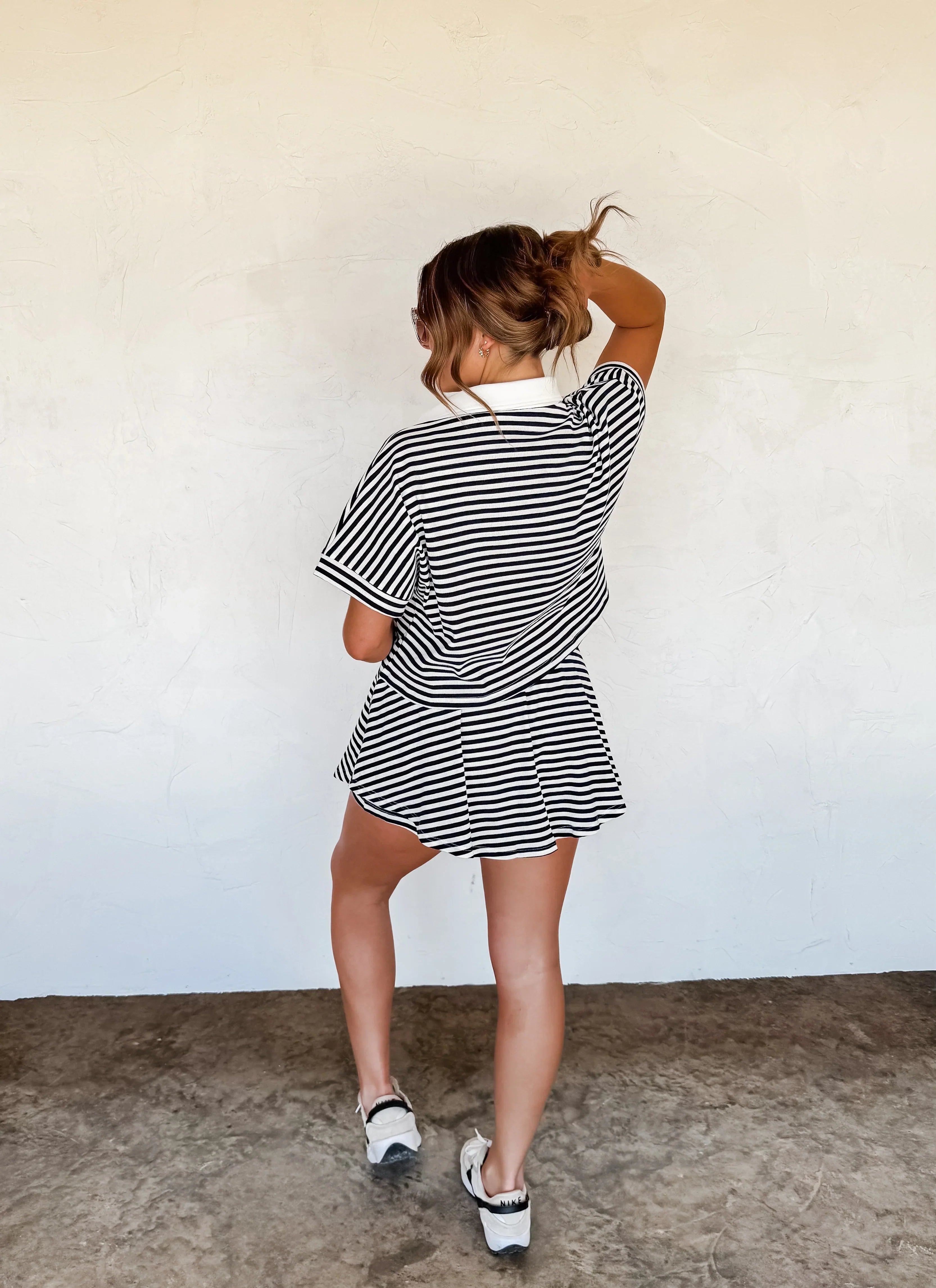 PREORDER: Stylish Harbor Stripe Skort Set - Navy & White - Perfect for Golf, Tennis & Summer Outings