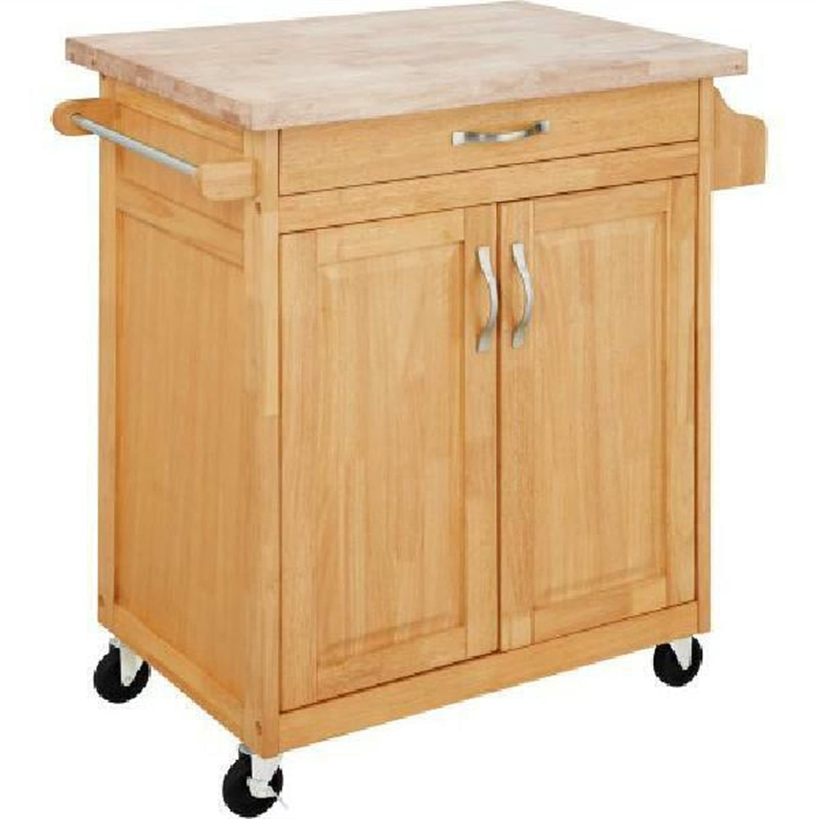 ADHW Rolling Kitchen Cart with Drawer - Natural Wood Microwave Stand, Storage Cupboard for Small Spaces | Perfect for Kitchen Organization, Dining Room Storage & Apartment Living