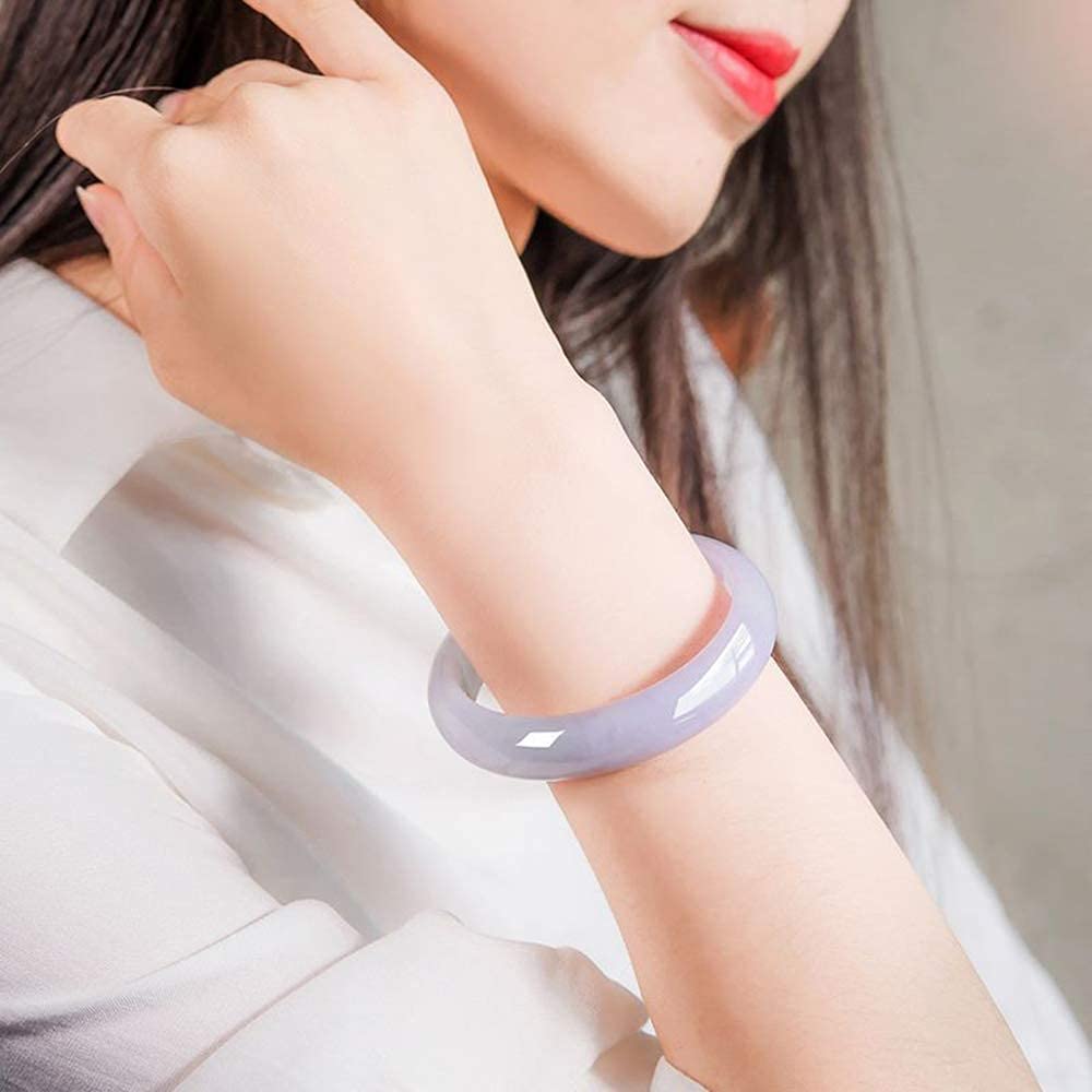Natural Ice Waxy Chalcedony Jade Bangle Bracelet for Women - Transparent Purple Gemstone Jewelry with Gift Box & Certificate | Elegant Gift for Birthday, Anniversary & Special Occasions