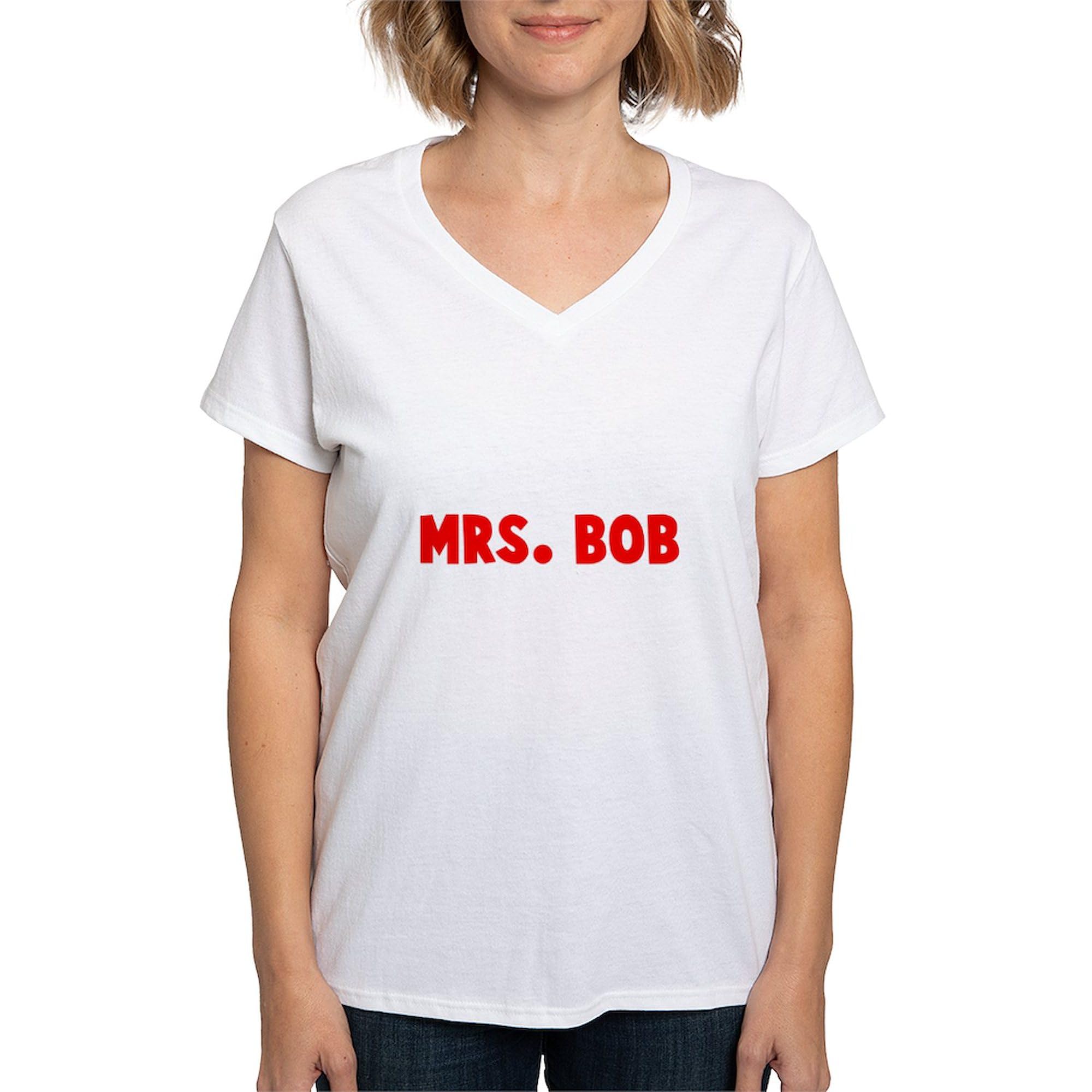 Mrs. Bob Women's Cotton V-Neck T-Shirt - Comfortable Casual Tee for Everyday Wear | Perfect for Gifts, Parties & Funny Outfits