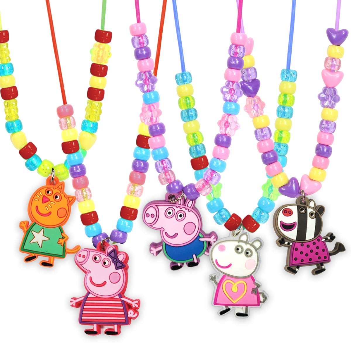 Peppa Pig Necklace Making Kit for Kids - DIY Bead Jewelry Craft Set with 200+ Beads & Charms - Perfect for Birthday Parties, Arts & Crafts, and Pretend Play