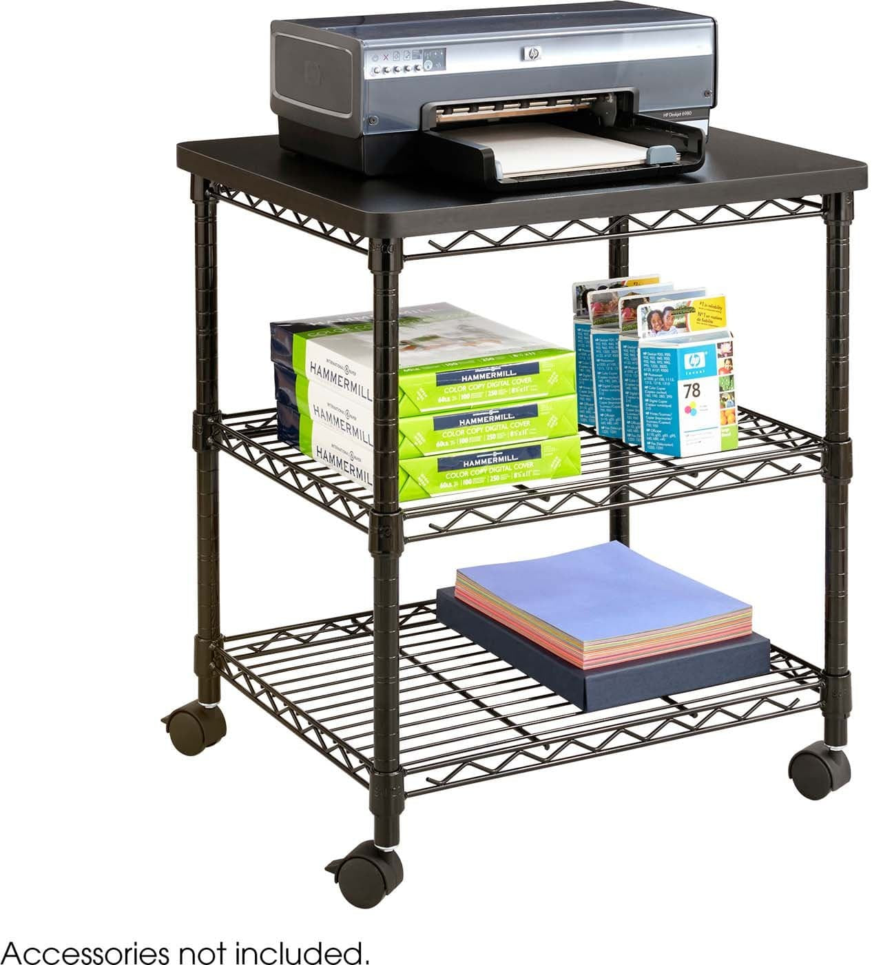 Black Desk Side Wire Machine Stand [5207BL] - Perfect for Office, Home, and Workshop Organization