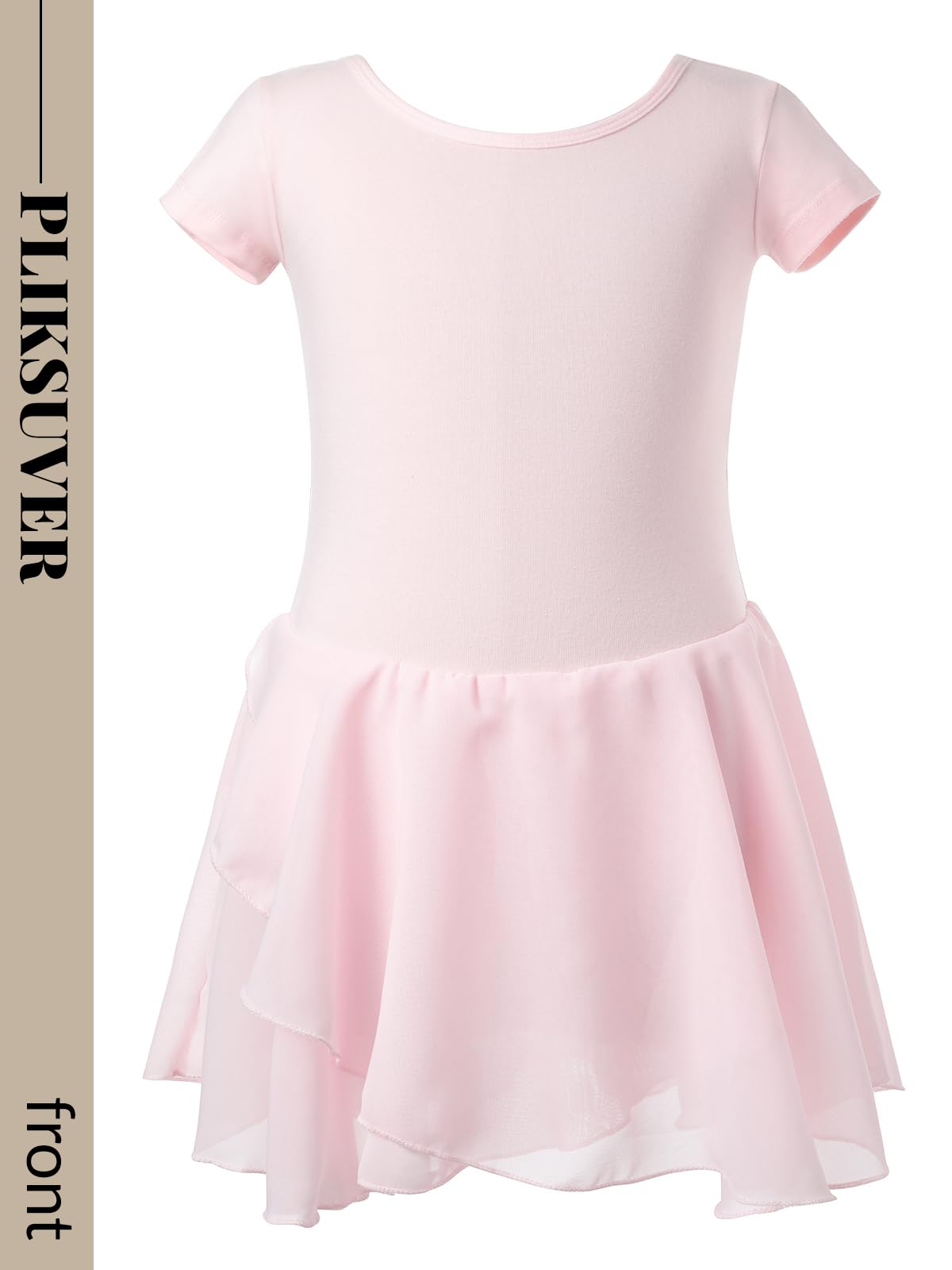 PLIKSUVER Girls Ballet Dance Outfit - Soft Cotton Short Sleeve Leotard with Chiffon Tutu Skirt | Perfect for Ballet Class, Recital & Dance Performance