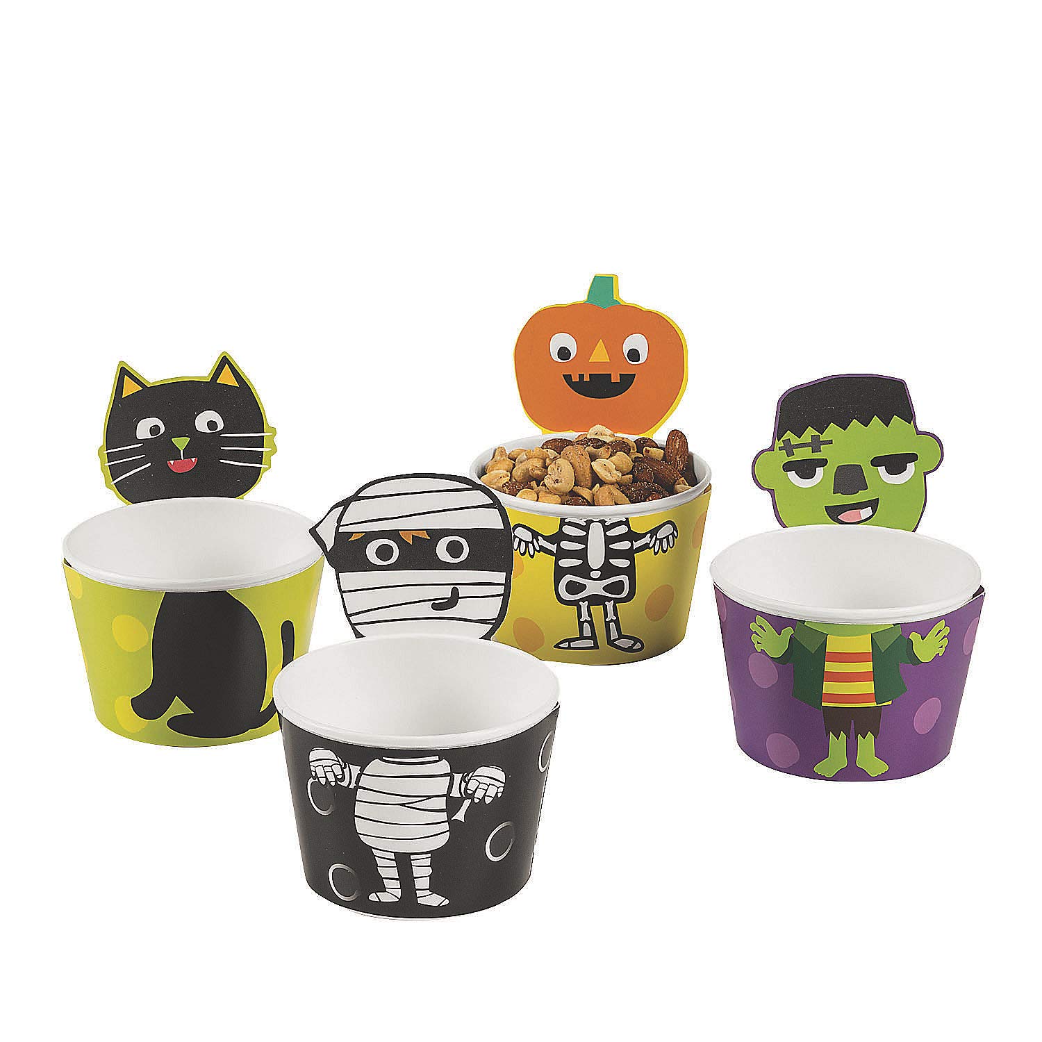 Ghoul Gang Halloween Paper Snack Cups - 12 Pack Disposable Party Cups for Candy, Popcorn & Snacks - Perfect for Halloween Parties, Trick or Treat & Spooky Celebrations