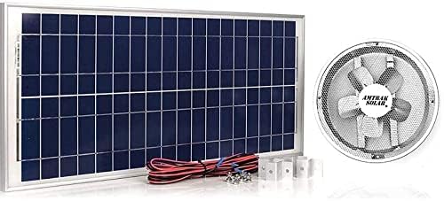 Amtrak Solar 12-Inch 100W Solar Attic Fan - Galvanized Steel Roof Ventilation Fan for Attic, Garage, Greenhouse - Quiet & Powerful Moisture Protection with 10