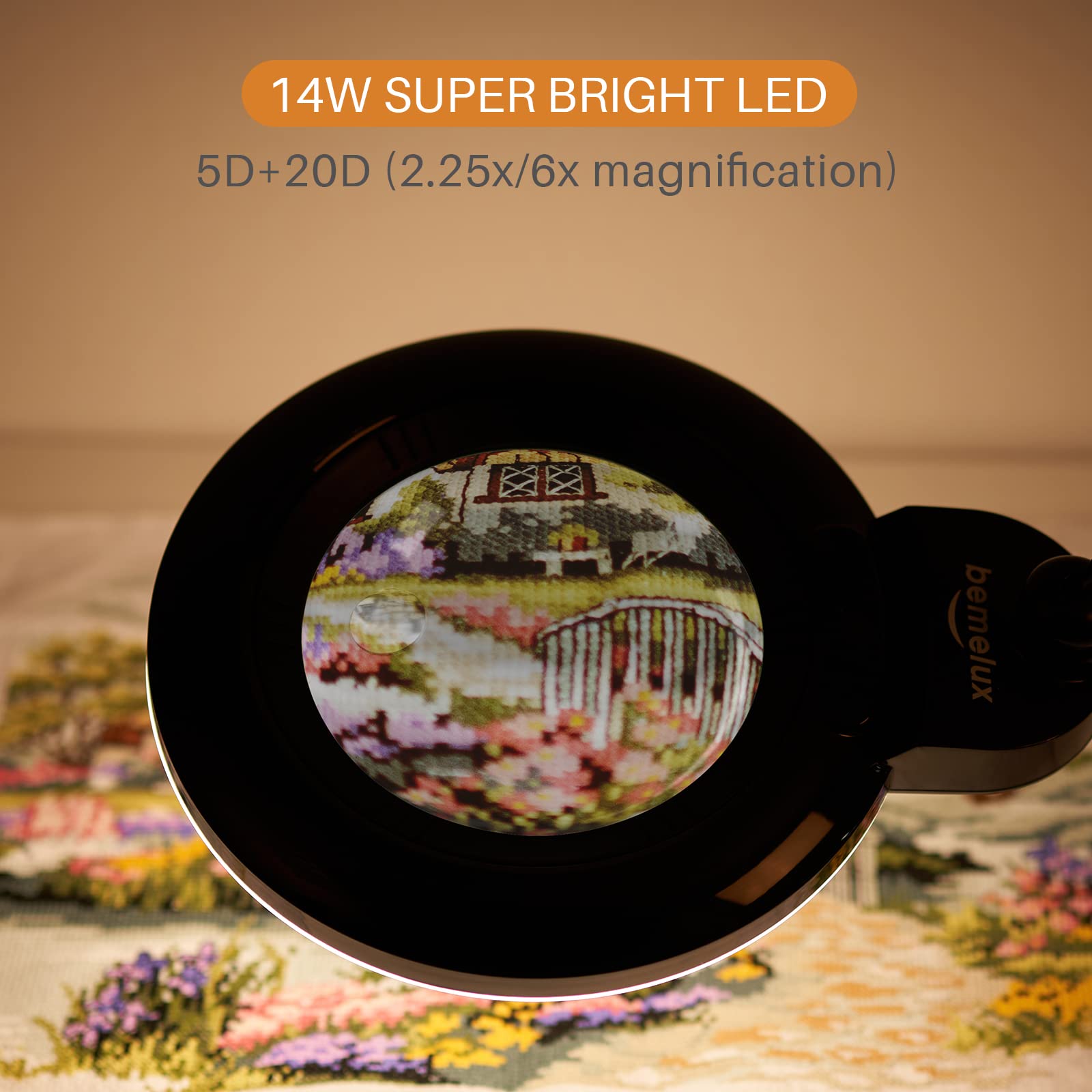 5 Diopter & 20 Diopter Bifocal Magnifying Desk Lamp with Clamp - 6