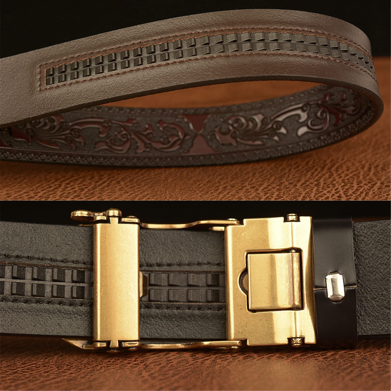 Men's & Women's Eagle Automatic Buckle Leather Belt - Western Style Carved Pattern Casual Belt for Jeans | Perfect for Everyday Wear, Office & Western Outfits