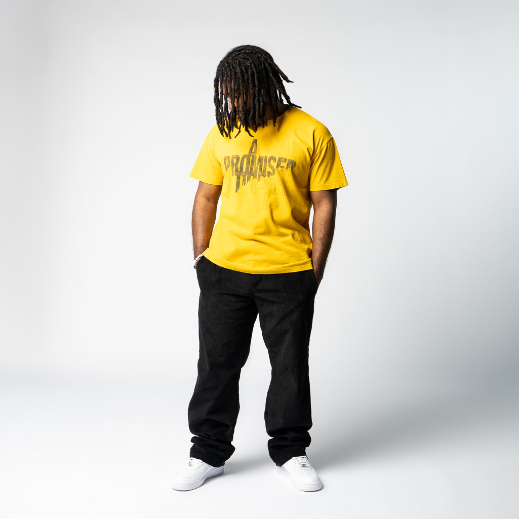 One Of These Days Promised Dream Tee - Mustard Yellow Vintage Graphic T-Shirt | Soft Cotton Casual Wear for Men & Women | Perfect for Streetwear, Concerts, and Everyday Outfits