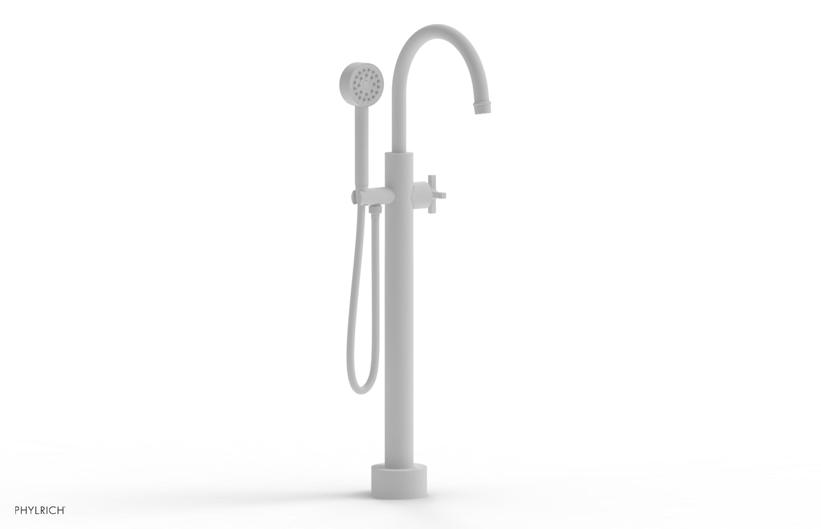 HEX MODERN Low Floor Mount Tub Filler with Cross Handle & Hand Shower - Model 501 46 03 | Perfect for Modern Bathroom Renovations & Spa-Like Shower Experiences