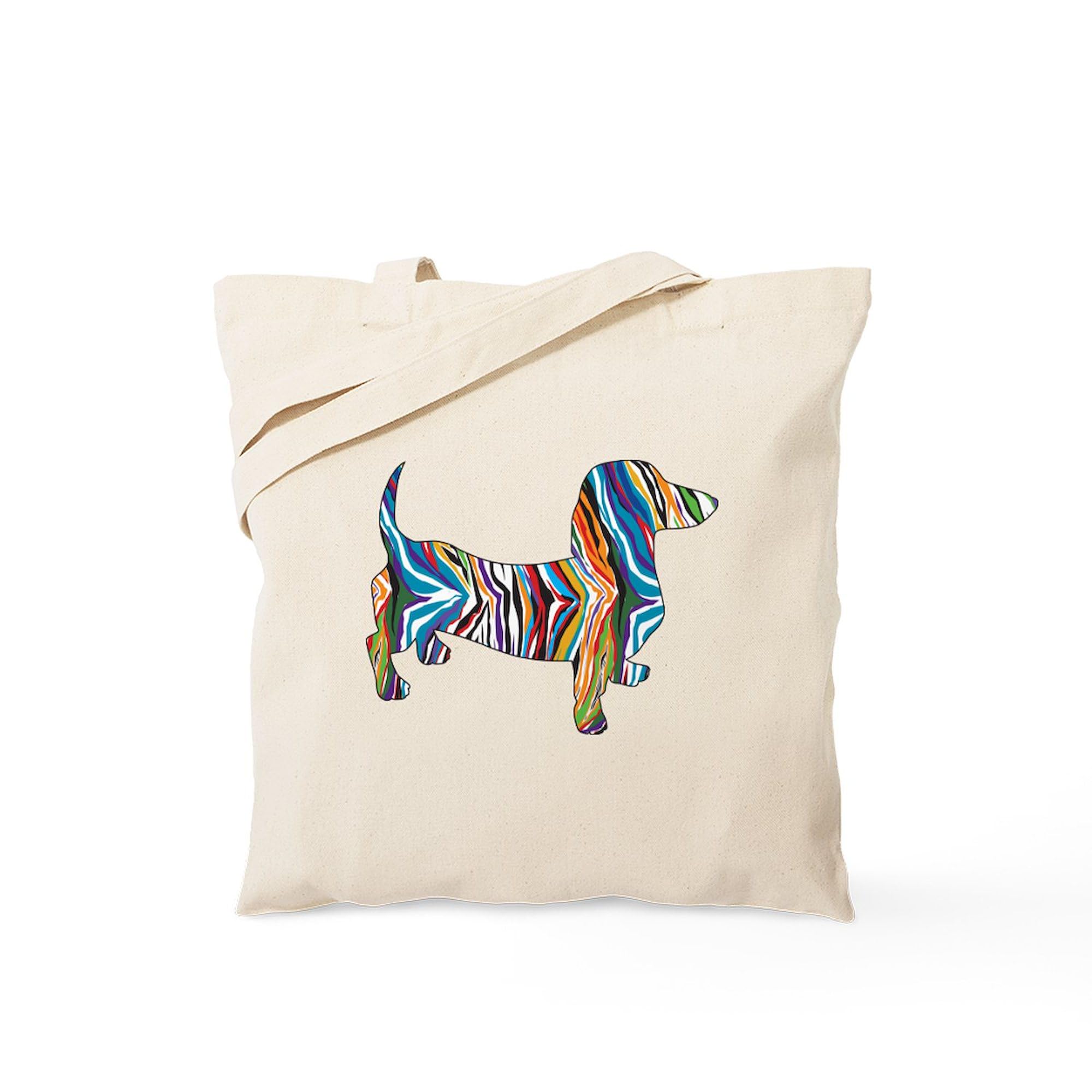 Psychedelic Dachshund Tote Bag - Natural Canvas Reusable Shopping Bag for Groceries, Beach & Daily Use | Cute Dog Lover Gift