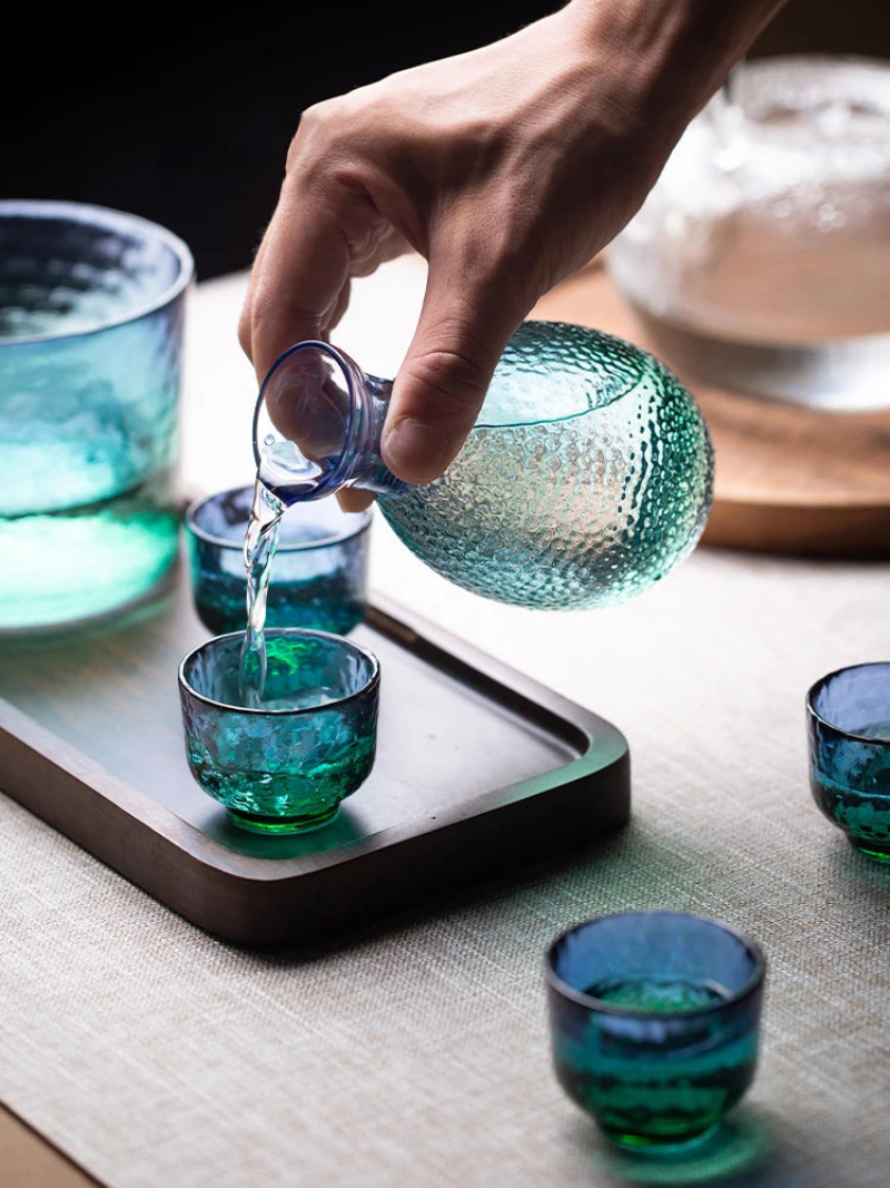 Exquisite Peacock Sake Jug Set - Traditional Japanese Ceramic Sake Set with 2 Cups - Perfect for Sake Tasting, Japanese Tea Ceremony & Home Decor