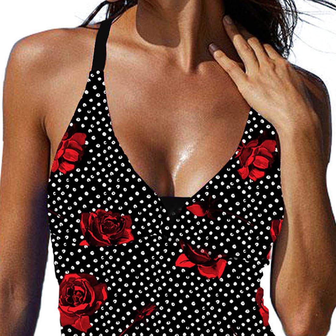 REKITA Sexy Tankini Swimsuits with Skirt - 2 Piece Color Block Swimwear for Women | High Waist Bikini Set, Summer Beachwear, Pool Party Outfit, Vacation Swim Suit