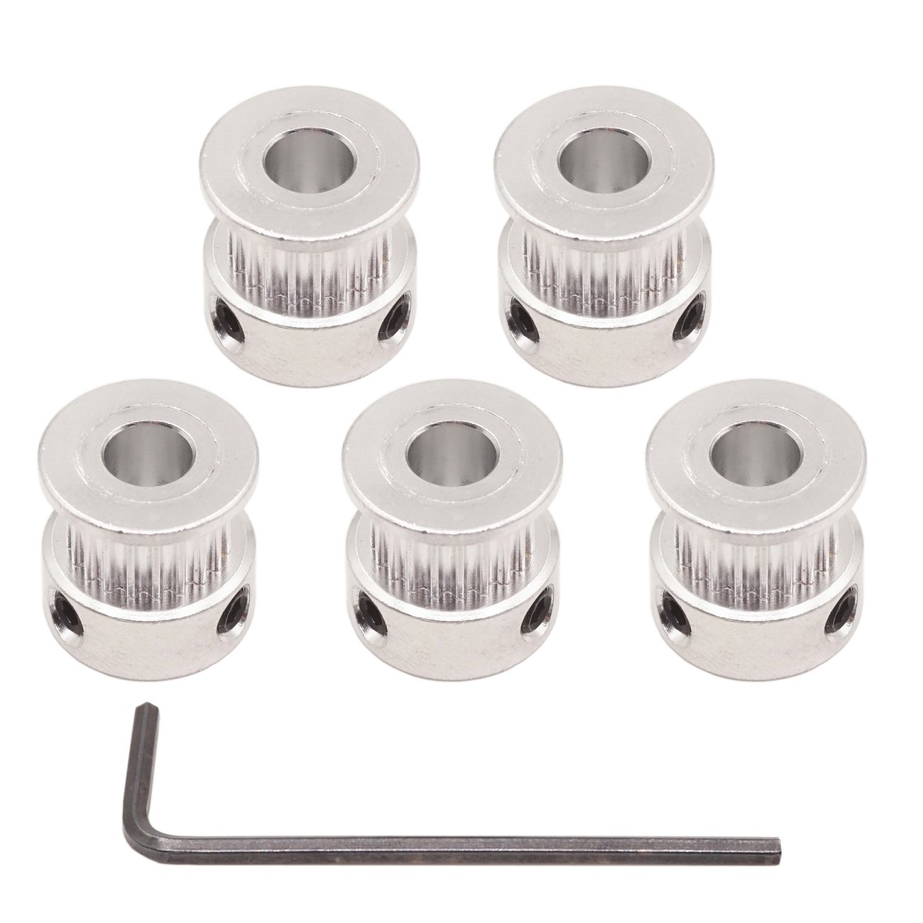 WINSINN GT2 Timing Pulley 20 Teeth 6.35mm Bore 6mm Width Aluminum Pulley Wheel for 3D Printer CNC Router - 5PCS Pack - Perfect for Belt Drives & Motion Control Systems