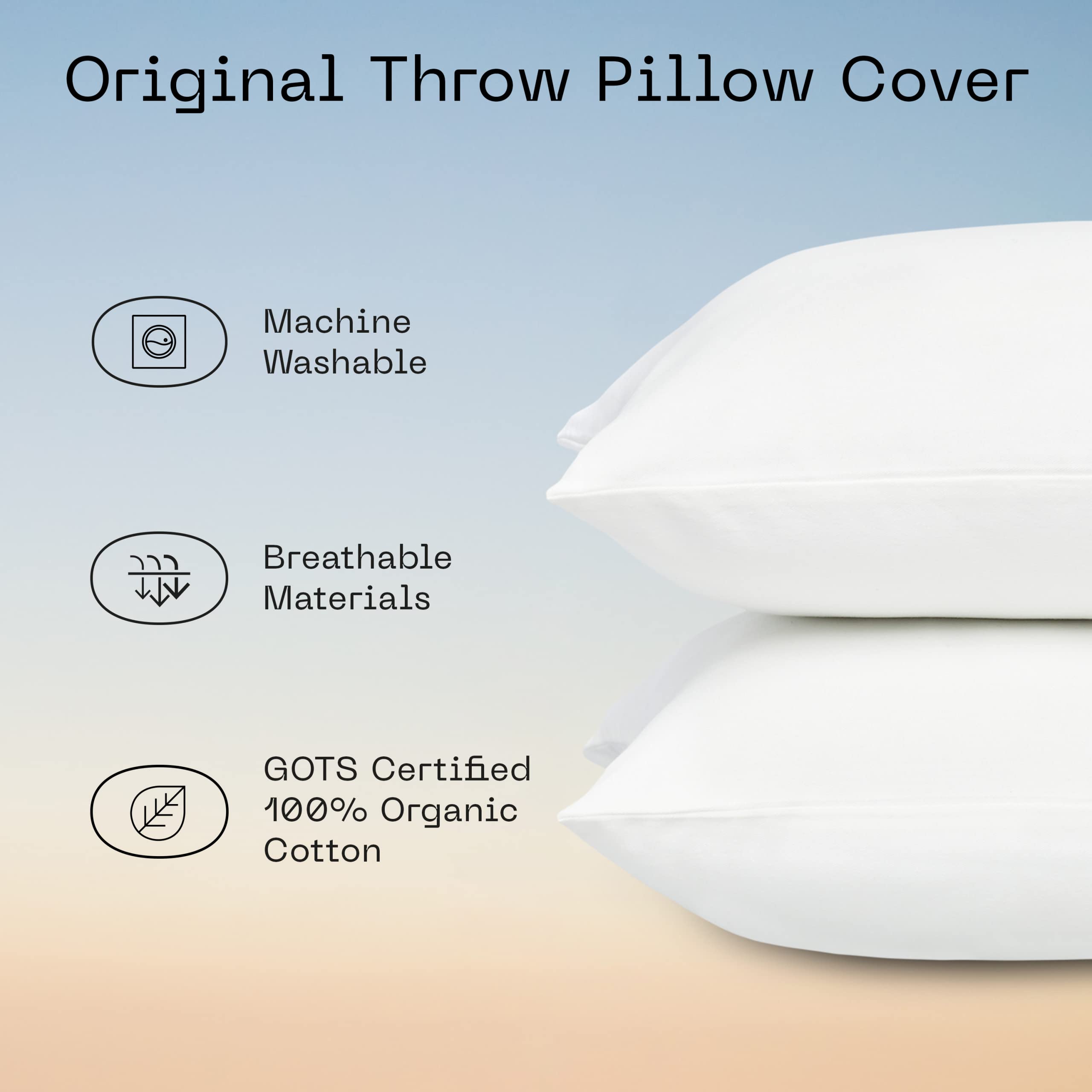 Coop Home Goods Organic Cotton Throw Pillow Covers Set of 2 - 12x20 Inches White Decorative Sofa & Bed Pillowcases - Soft Breathable Cushion Covers for Living Room, Bedroom, Couch - Perfect for Home Decor, Cozy Reading Nook & Guest Room Accents