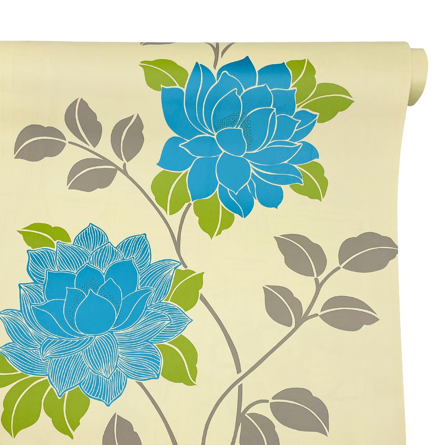 Blue Peony Shelf Liner - Self-Adhesive PVC Drawer Cover (17.8x9.8ft) for Desk & Dresser Organization