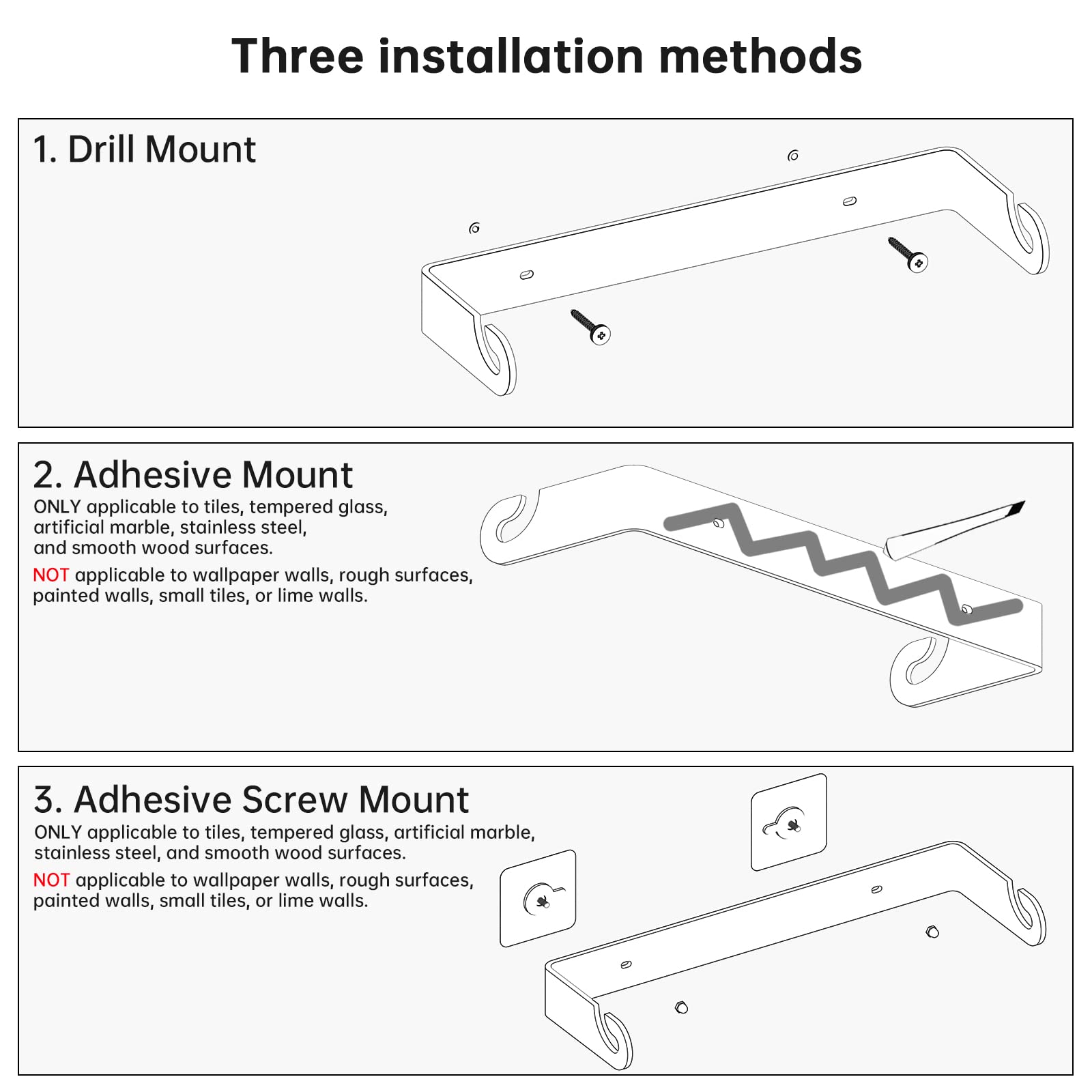NiHome Self-Adhesive Paper Towel Holder - Under Cabinet Kitchen & Bathroom Mount, Aluminum Alloy Roll Holder with Flexible Adhesive & Screws (Black) - Perfect for Sink Areas, Countertops & Small Spaces