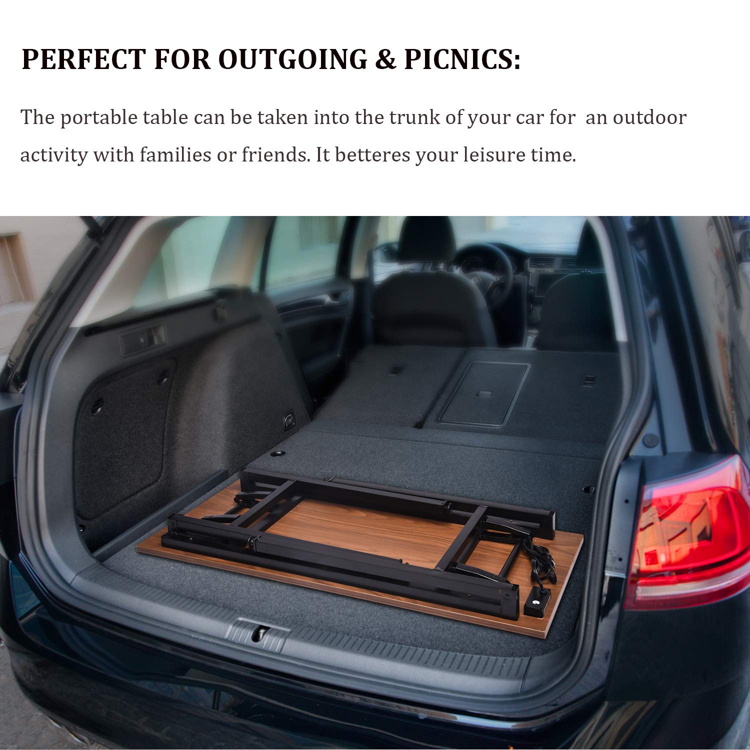 Frylr Folding Computer Desk with Built-in Power Outlets & USB Ports - 43.3