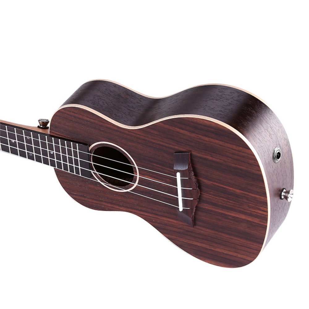 Premium 23 Inch Purple Ukulele with Built-in EQ Pickup - Solid Sapeliwood & Rosewood Construction, Bluetooth Speaker Connectivity - Perfect for Beginners, Travel & Beach Performances