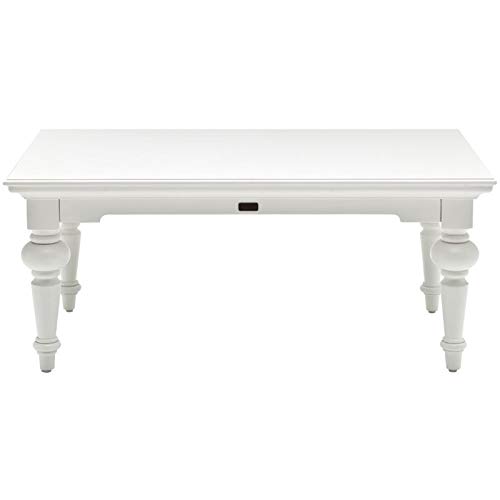**NovaSolo Provence Pure White Mahogany Wood Rectangular Coffee Table - Modern Farmhouse Living Room Furniture for Home Decor**    **使用场景:** Perfect for cozy living rooms, farmhouse-style homes, or as a chic centerpiece in your lounge area.