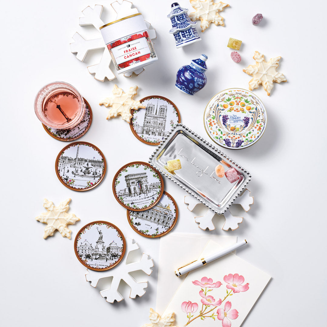 Paris Scenes Coaster Set - 6-Piece Elegant French Landmark Drink Coasters | Perfect for Home Decor, Coffee Table, Bar & Party Use