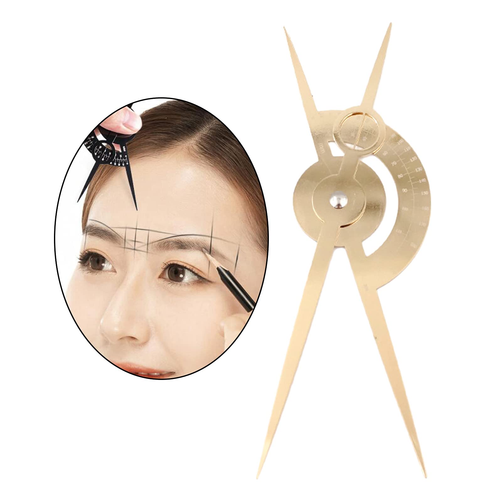 Professional Eyebrow Stencil Kit - Reusable & Removable Symmetrical Brow Shaper Tool for DIY Makeup - Gold | Perfect for Eyebrow Shaping, Microblading Practice & Beauty Salon Use