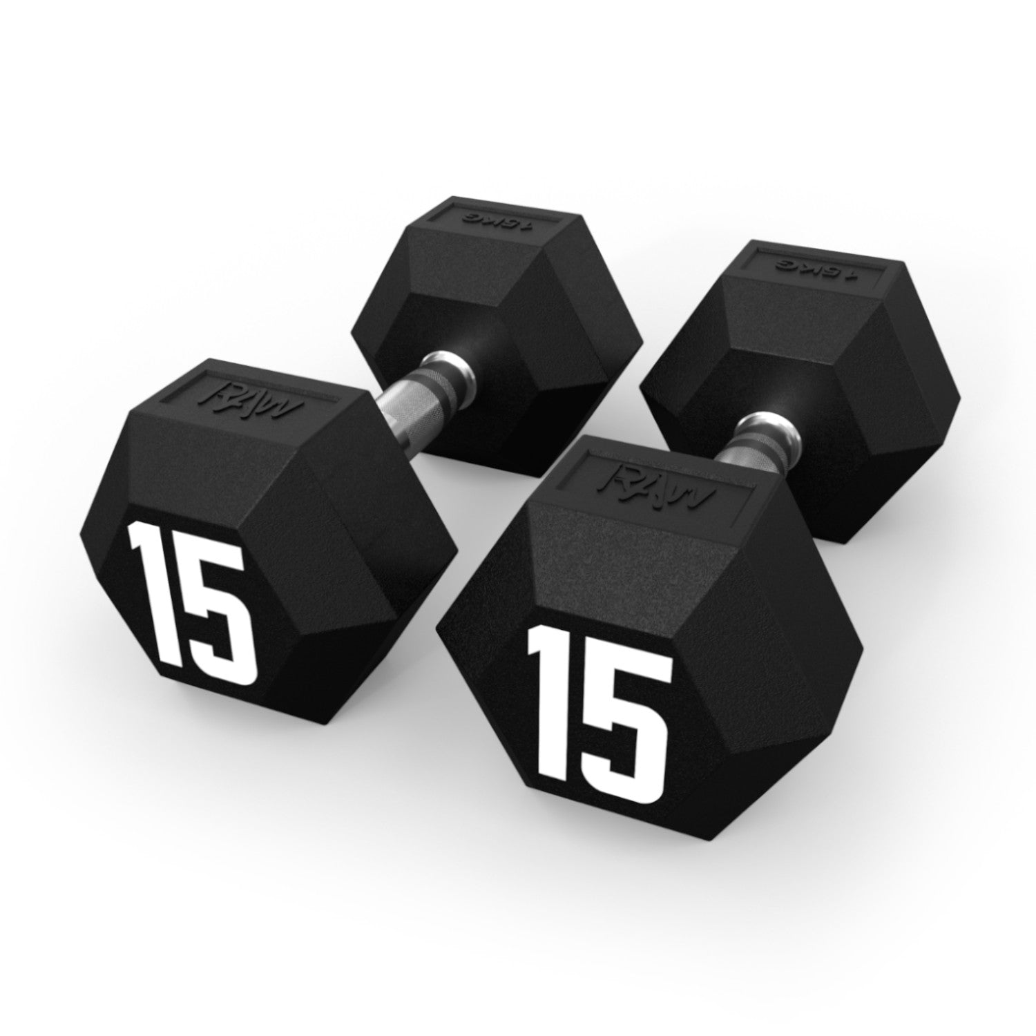 Hex Rubber Dumbbell Set - 15KG Pair (33 lbs) for Home Gym, Strength Training & Weightlifting Workouts