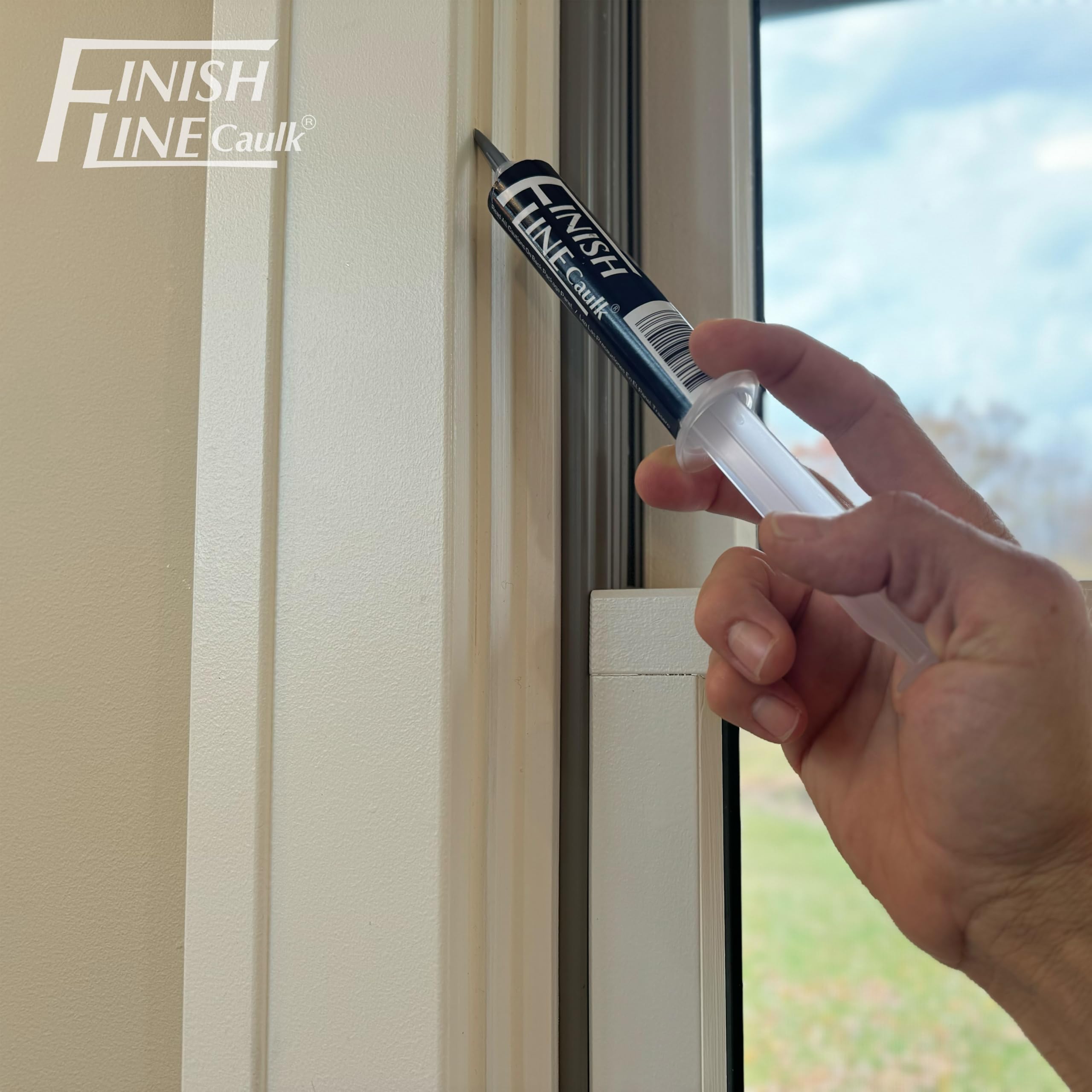 Pre-Filled Precision Caulk Gun - Off White (5 Pack) for Sealing, Waterproofing & DIY Home Repairs - Perfect for Bathrooms, Kitchens & Window Frames