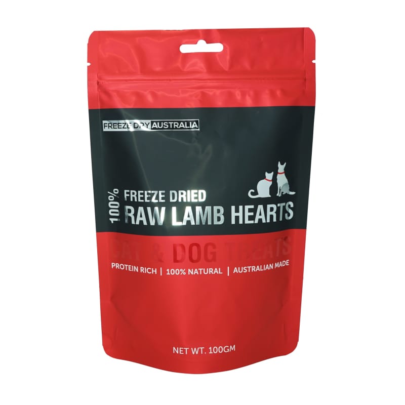 100% Raw Freeze-Dried Australian Lamb Hearts for Cats & Dogs - 100g Natural Protein Treats | Perfect for Training, Rewards & Dental Health