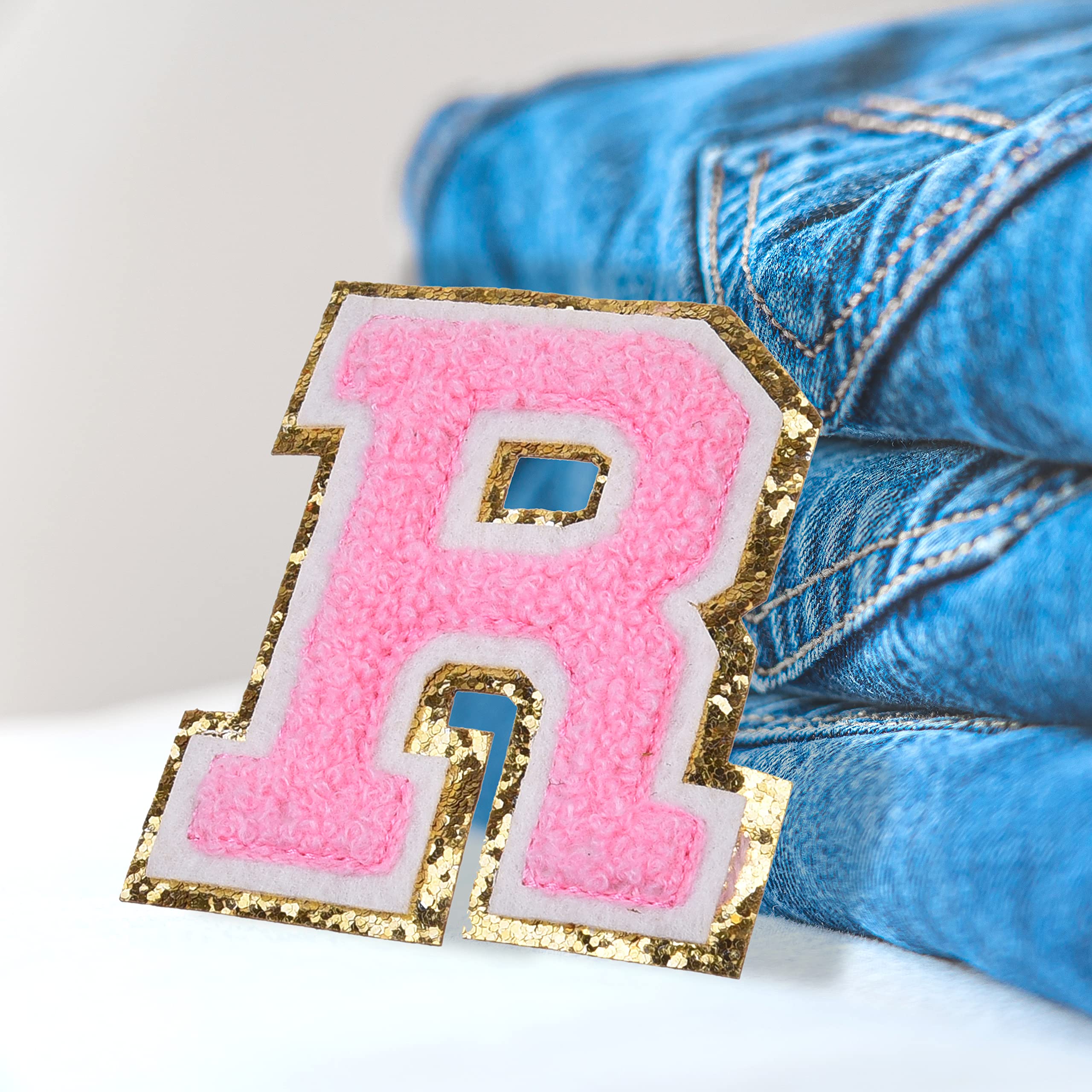 Kare & Kind Iron On Letter Patches - Chenille Embroidered Alphabet R Patch for Clothing, DIY Crafts & Customization - Perfect for Shirts, Jackets, Bags, Hats, Uniforms & Handmade Projects - Washable & Durable Sew On/Iron On Applique