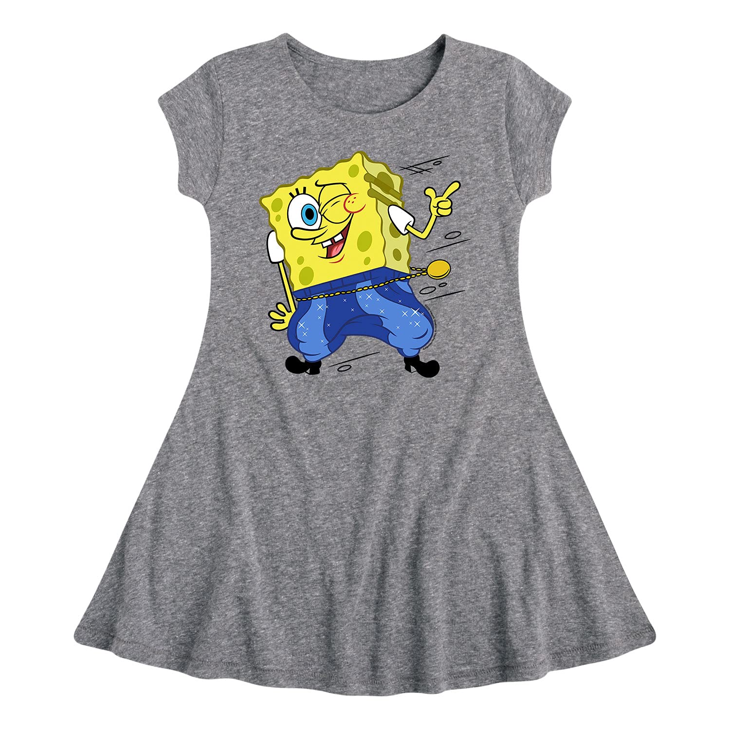 SpongeBob SquarePants Hammer Pants Fit & Flare Dress for Toddler & Youth Girls | Cartoon Character Costume & Casual Play Outfit