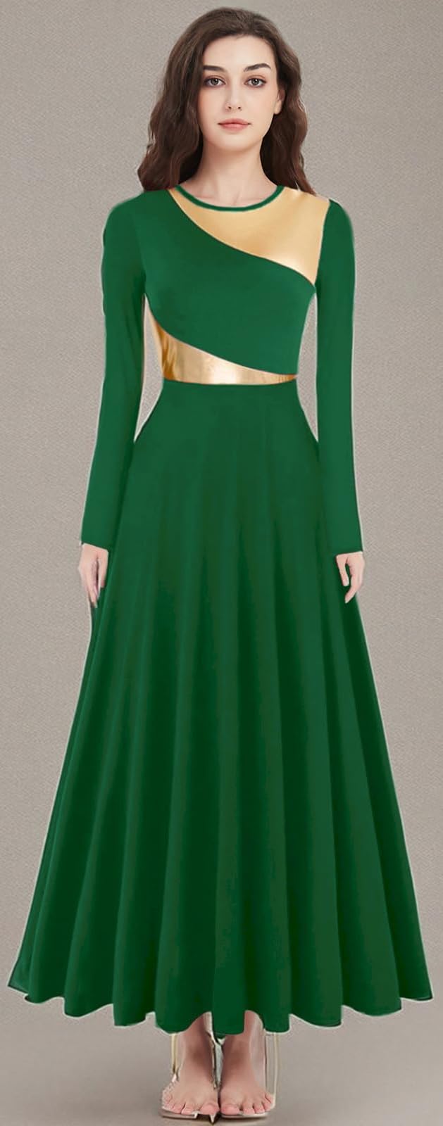 Elegant Women's Liturgical Dance Dress - Full Length Church Robe for Modern Praise & Worship - Lyrical Dance Costume with Matching Headwear - Perfect for Church Performances, Gospel Choirs & Spiritual Dance Ministries