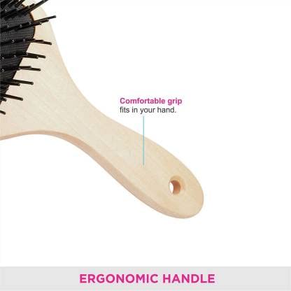 Anti-Bacterial Bamboo Wooden Hair Brush for Men & Women - Detangling Comb for Smooth Styling - Perfect for Daily Hair Care, Travel & Salon Use