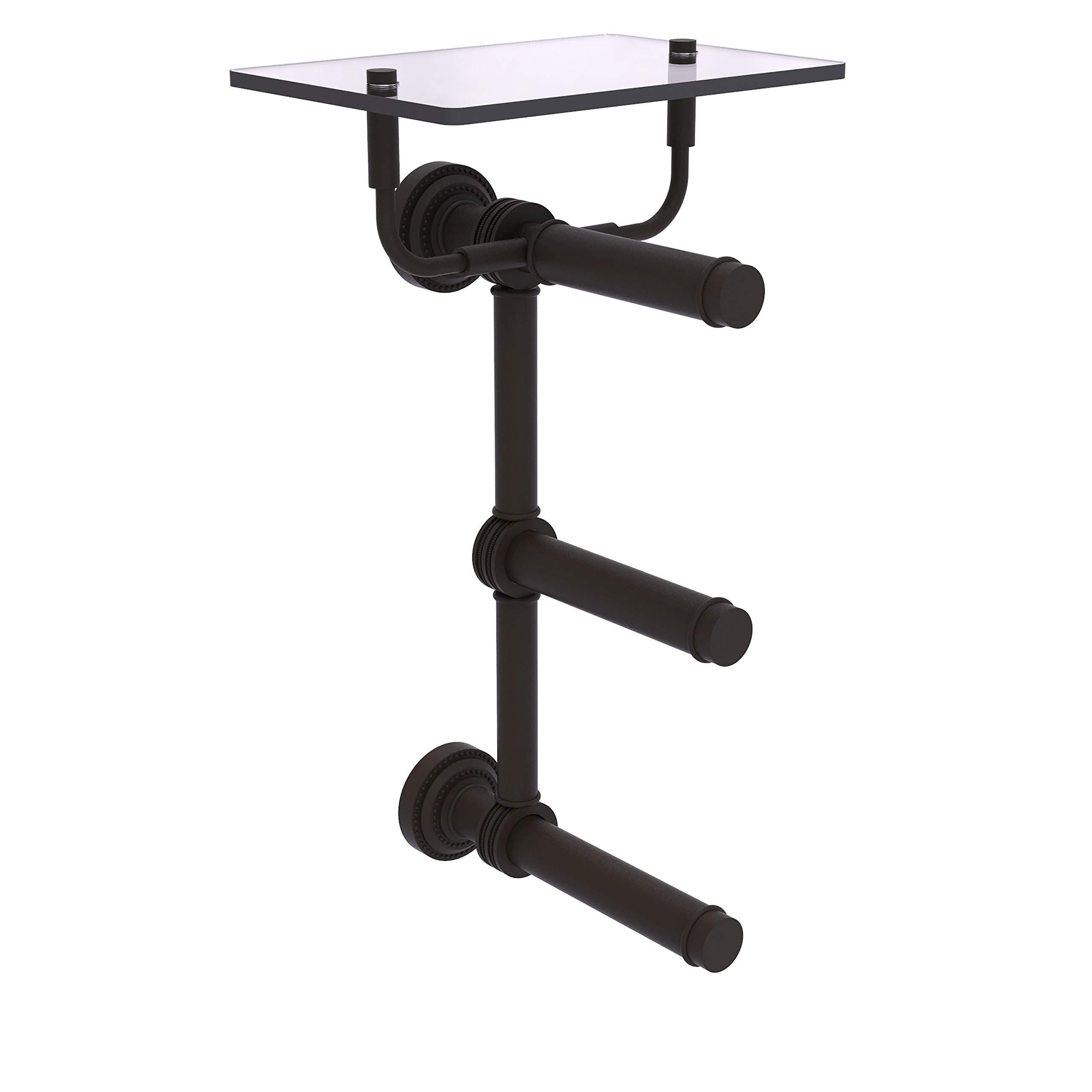 Allied Brass DT-35-3VS Dottingham Collection 3-Roll Glass Shelf Toilet Paper Holder in Oil Rubbed Bronze - Bathroom Tissue Dispenser for Modern & Traditional Bathrooms
