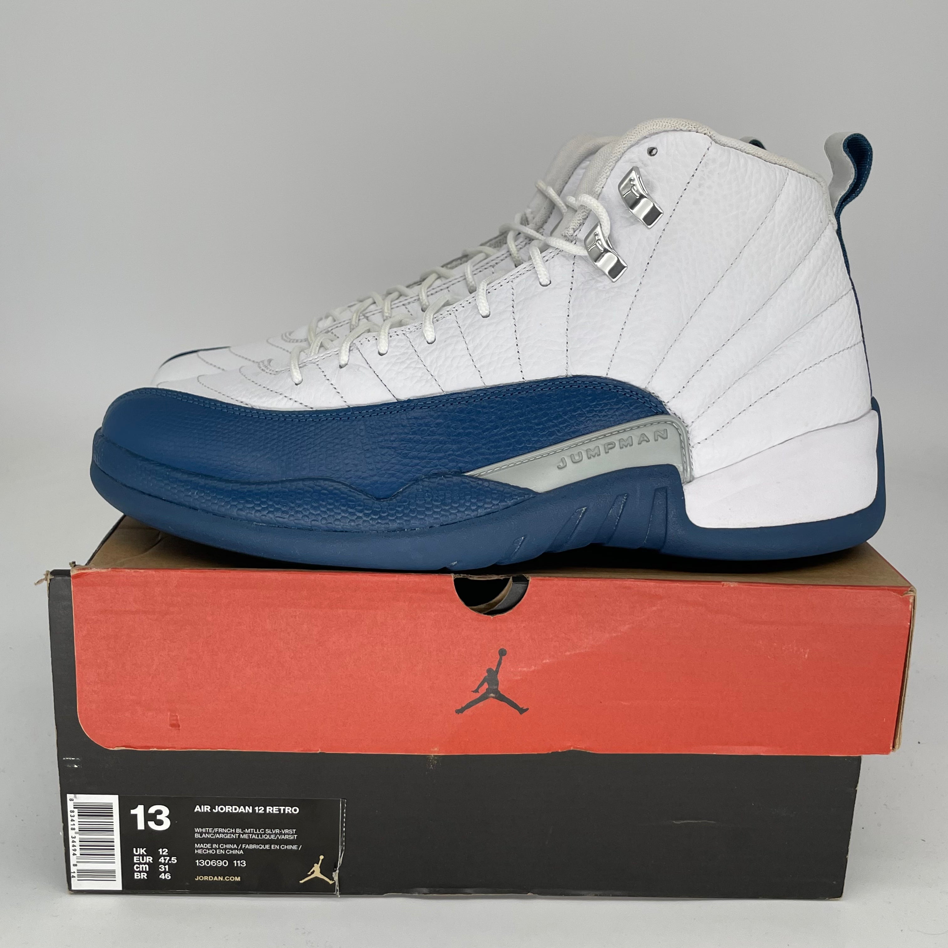 Original Air Jordan 12 Retro 'French Blue' Men's Basketball Shoes Size 13 (130690-113) - Perfect for Sneaker Collectors & Court Performance