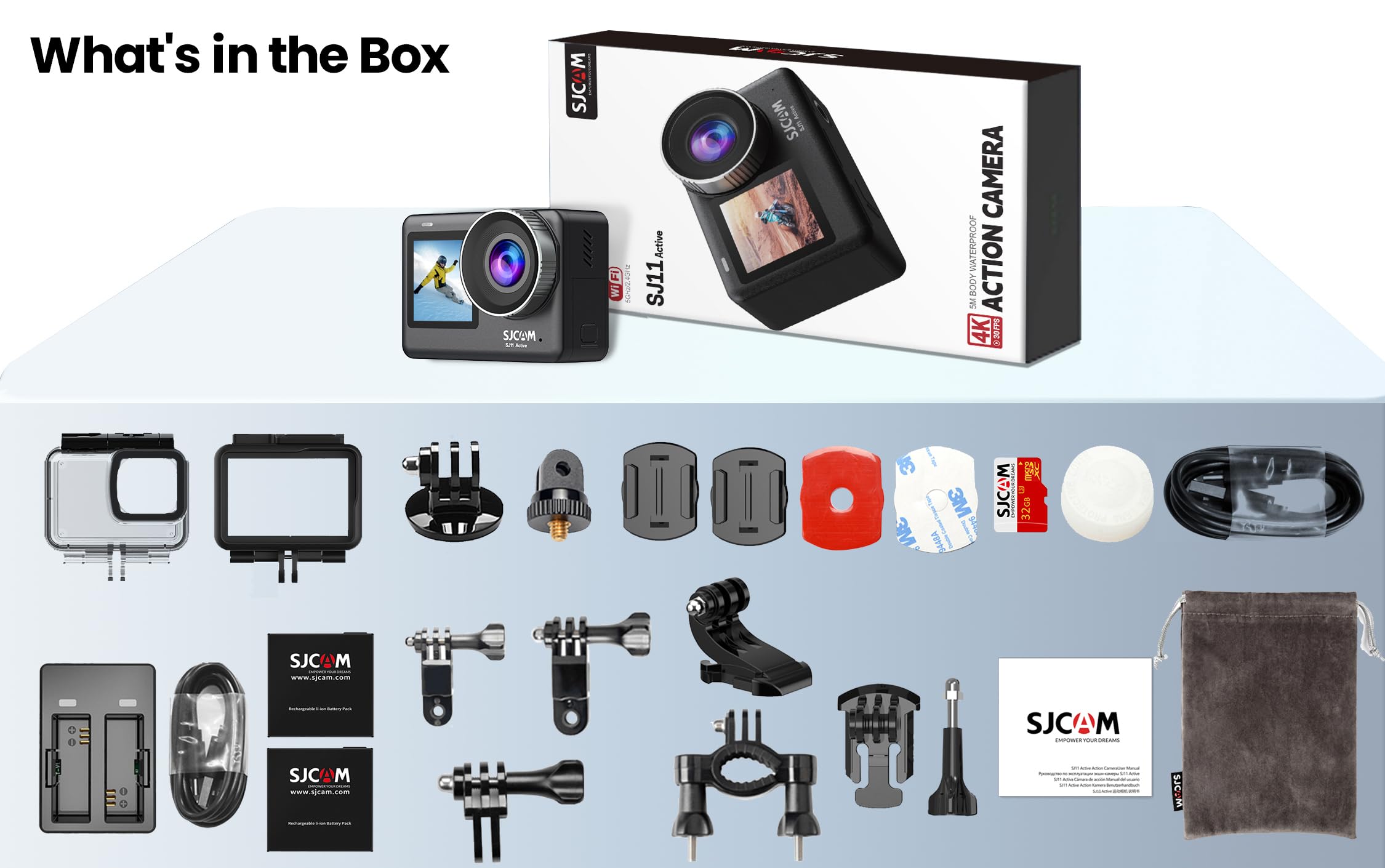 SJCAM SJ11 4K Waterproof Action Camera with OIS+EIS Stabilization - 98ft Underwater, Motorcycle Helmet Mount, Ultra Wide FOV & Active HDR, 5G WiFi, Remote Control - Perfect for Surfing, Skiing, Cycling & Extreme Sports Adventures
