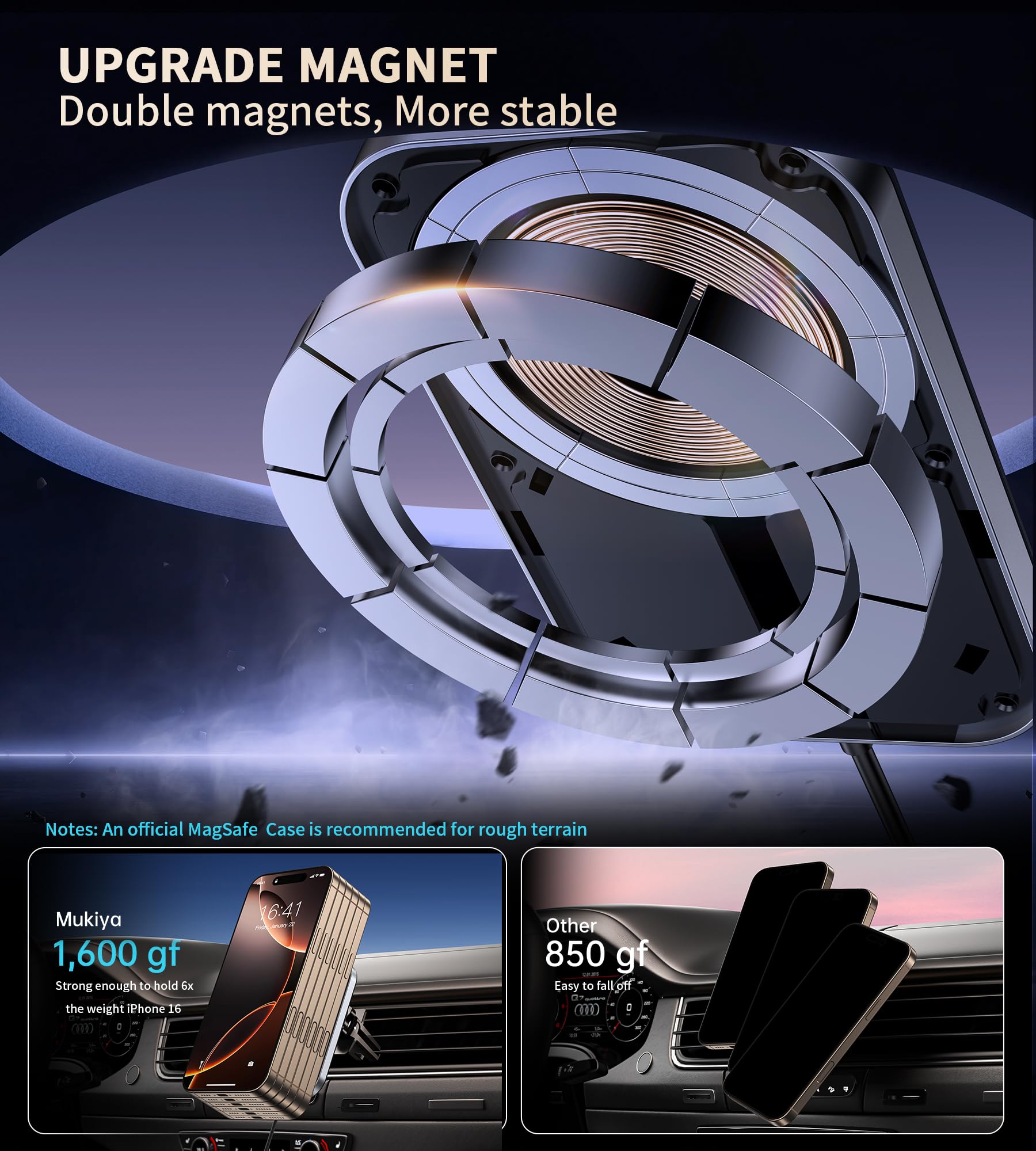 Magnetic Wireless Car Charger for iPhone 16/15/14/13/12 Series - 360° Rotatable MagSafe Car Mount with Strong Magnet - Fast Charging for Car Vent - Perfect for Commuting, Road Trips & Hands-Free Navigation