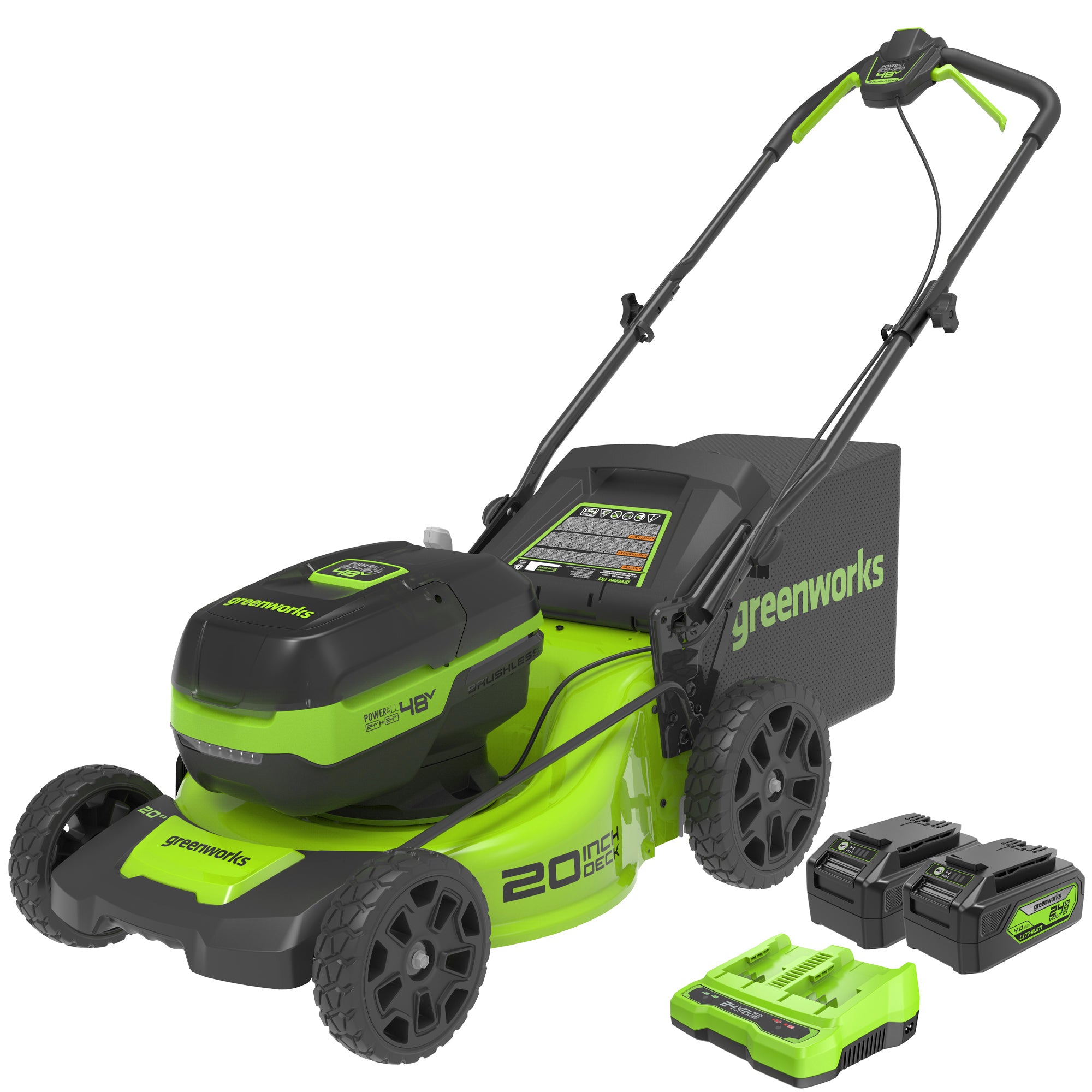 48V (2x24V) 20-Inch Cordless Battery Push Lawn Mower with 2x 4.0Ah USB Batteries & Fast Charger - Perfect for Medium to Large Yards, Quiet & Eco-Friendly Lawn Care