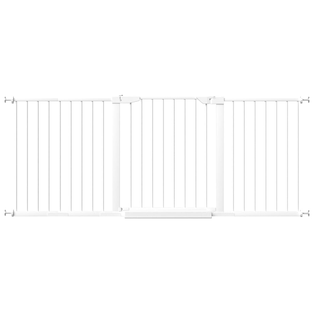 **Extra Wide or Narrow Baby Gate - Pressure Mounted Walk-Thru Child & Pet Safety Gate with Extensions (White, 73.62