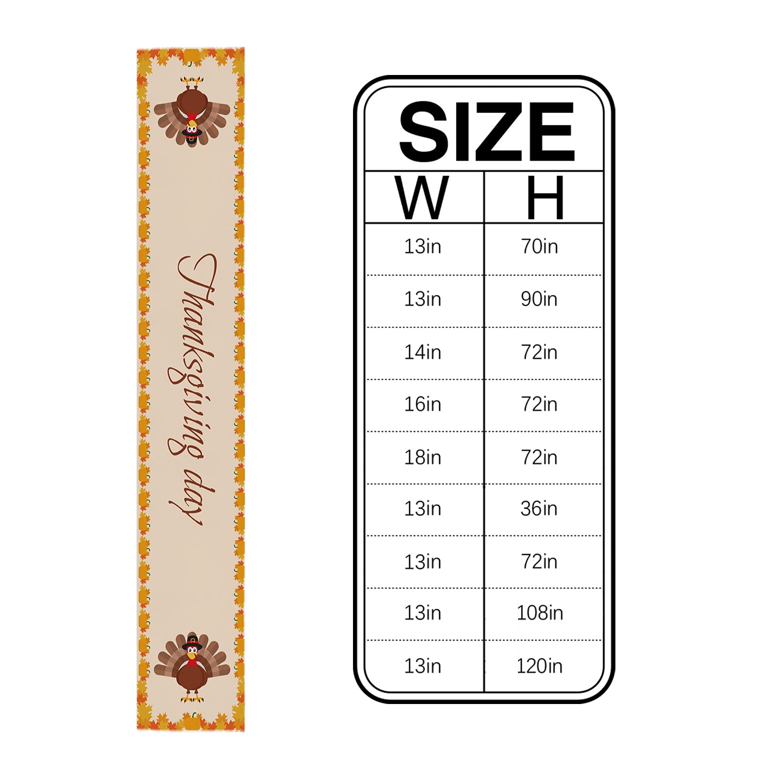Thanksgiving Burlap Table Runner 90 Inches - Fall Harvest Decor with Turkey, Pumpkins & Maple Leaf Design for Holiday Dining, Kitchen, Coffee Table - Perfect for Thanksgiving, Autumn Parties & Home Decor