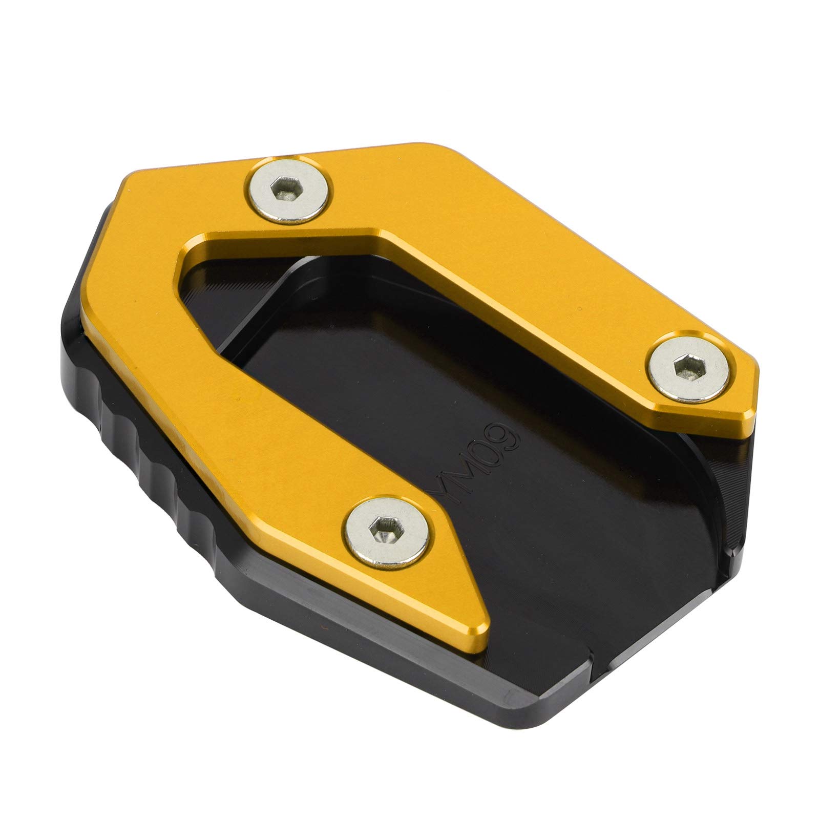 Yamaha MT 09 FZ 09 FJ 09 Side Stand Pad - Anti-Slip Kickstand Enlarger & Parking Support - Gold Motorcycle Accessory for Secure Parking on Soft Surfaces