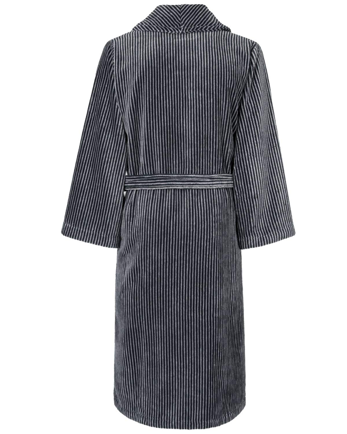 Mystique Velour Lounge Robe with Slippers - Black & Silver Grey Striped European Luxury Loungewear | Perfect for Spa Days, Relaxing at Home & Gift Giving
